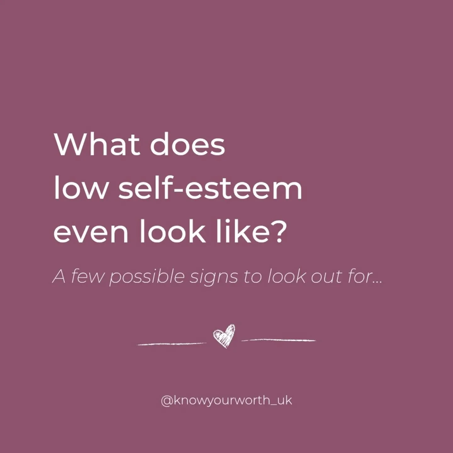 What does low self-esteem actually look like?
We might know what it means, but do we know how to spot it? 

There are a number of ways that low self-esteem can present itself, but here are a few signs we wanted to highlight to help you spot low SE in