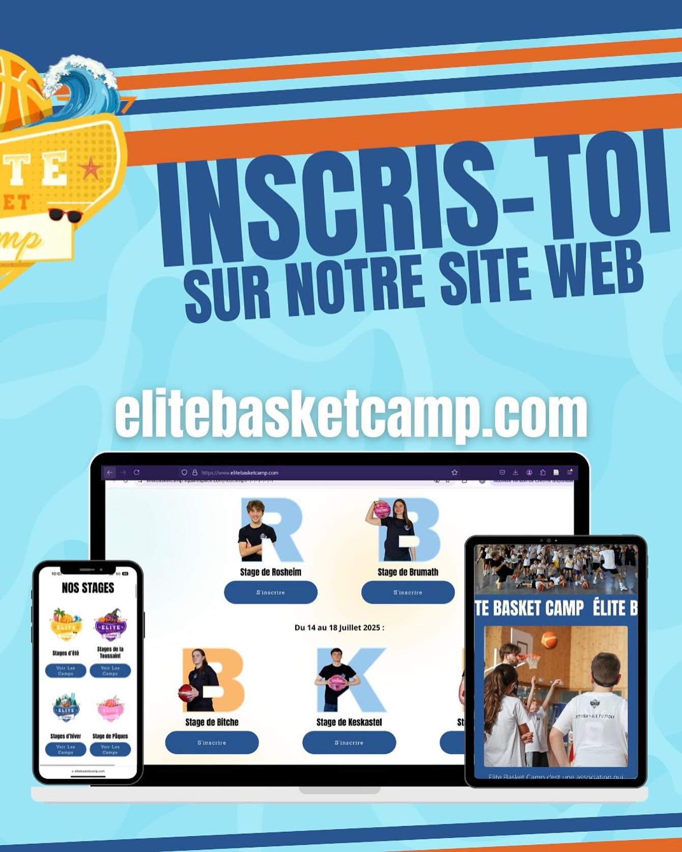 🔥 Les stages d&rsquo;&eacute;t&eacute; &Eacute;LITE BASKET CAMP sont de retour&hellip; et les inscriptions sont OUVERTES ! 🔥
Cet &eacute;t&eacute;, on pose nos valises (et nos ballons 🏀) un peu partout :

📍 Rosheim &bull; Brumath &bull; Bitche &b