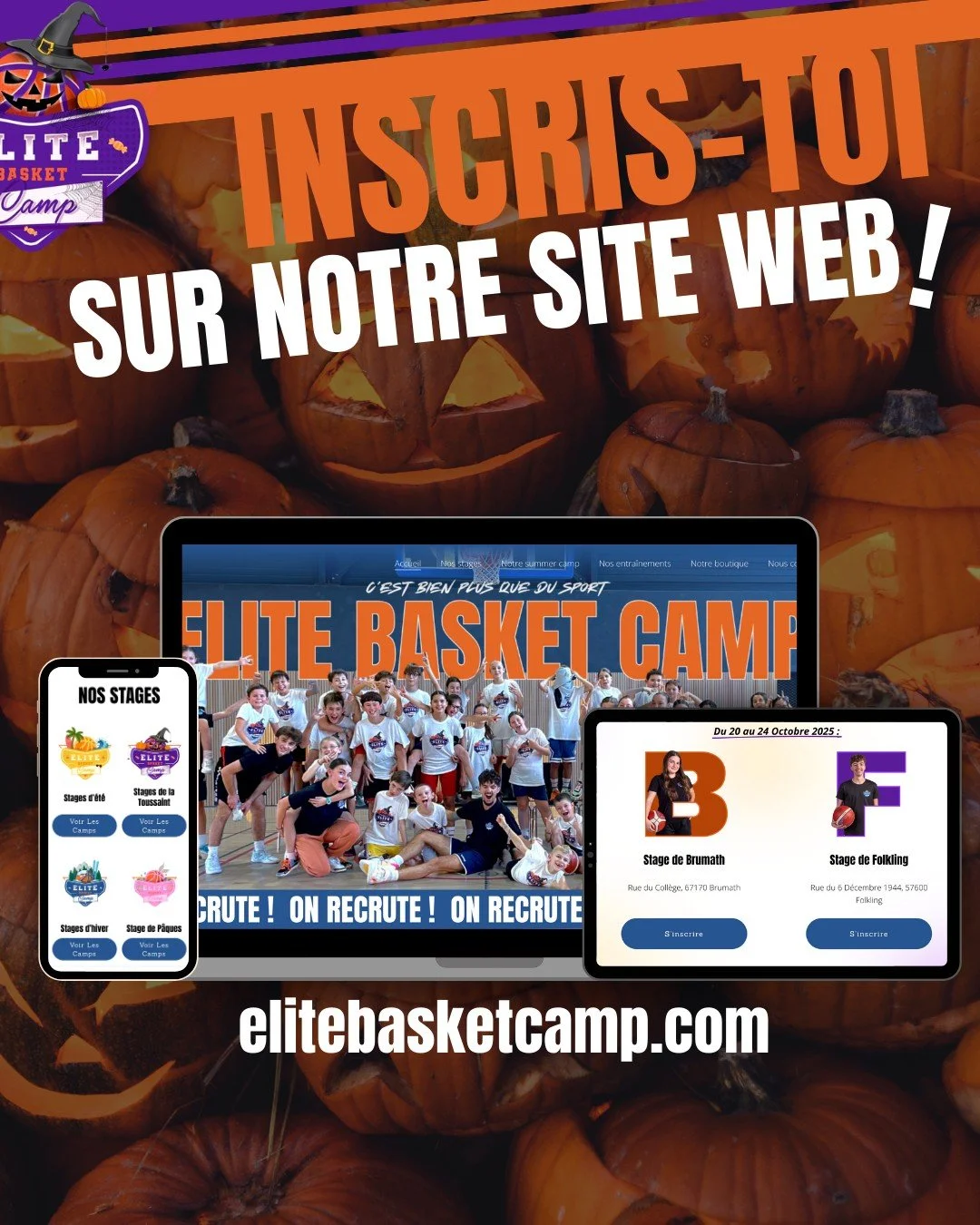 Les inscriptions se font directement sur notre site internet :
elitebasketcamp.com 

Les places sont limit&eacute;es, alors n'attendez plus pour r&eacute;server ‼️