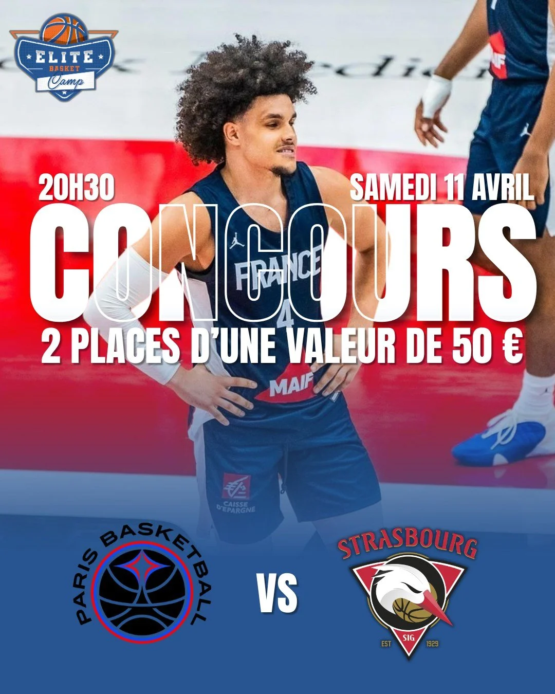 🎁CONCOURS ELITE BASKET CAMP🎁

Tentez de remporter 2 places pour assister au match de la SIG contre Paris Basketball ! 🔥
📅 Samedi 11 avril 2026
⏰ 20h30

Pour participer, c&rsquo;est tr&egrave;s simple :
1️⃣ &Ecirc;tre abonn&eacute; &agrave; notre 