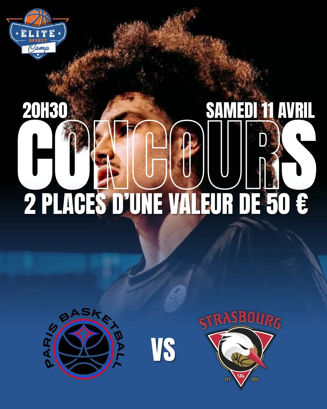 🎁 CONCOURS🎁

Tentez de remporter 2 places pour assister au match de la SIG contre Paris Basketball ! 🔥
📅 Samedi 11 avril 2026
⏰ 20h30

Pour participer :
1️⃣ &Ecirc;tre abonn&eacute; &agrave; notre compte Instagram @elitebasketcamp
2️⃣ Commenter c