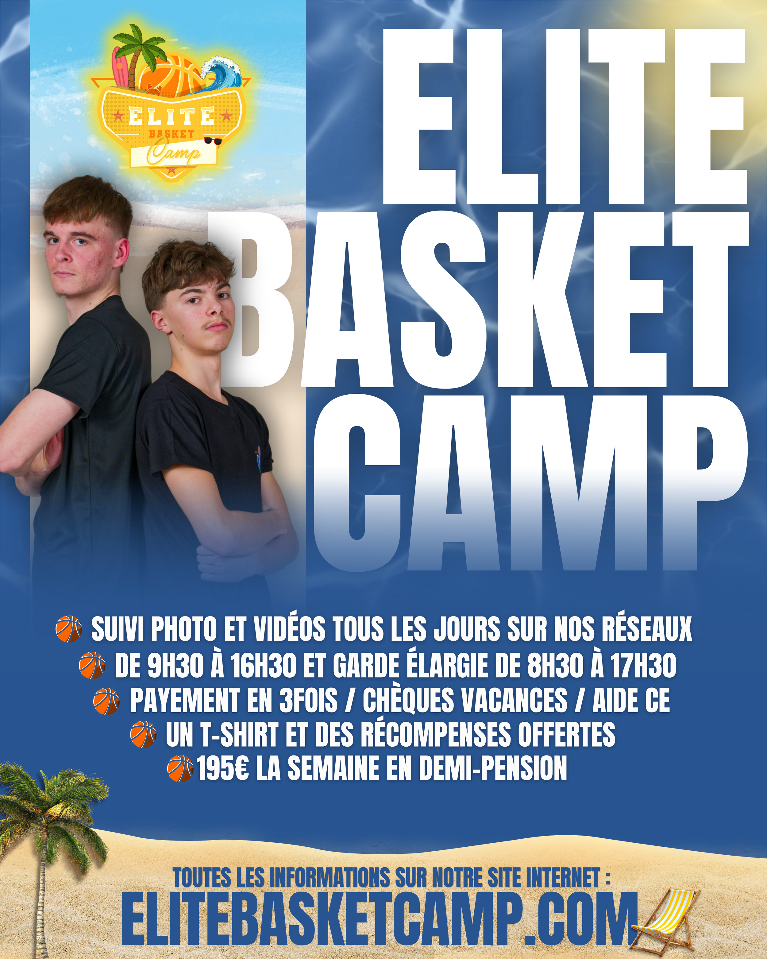 01/06/2026 - 
Les inscriptions pour nos stages d'Été sont ouvertes : une semaine de basket intensif, de fun et de progression pour les jeunes basketteurs et basketteuses.