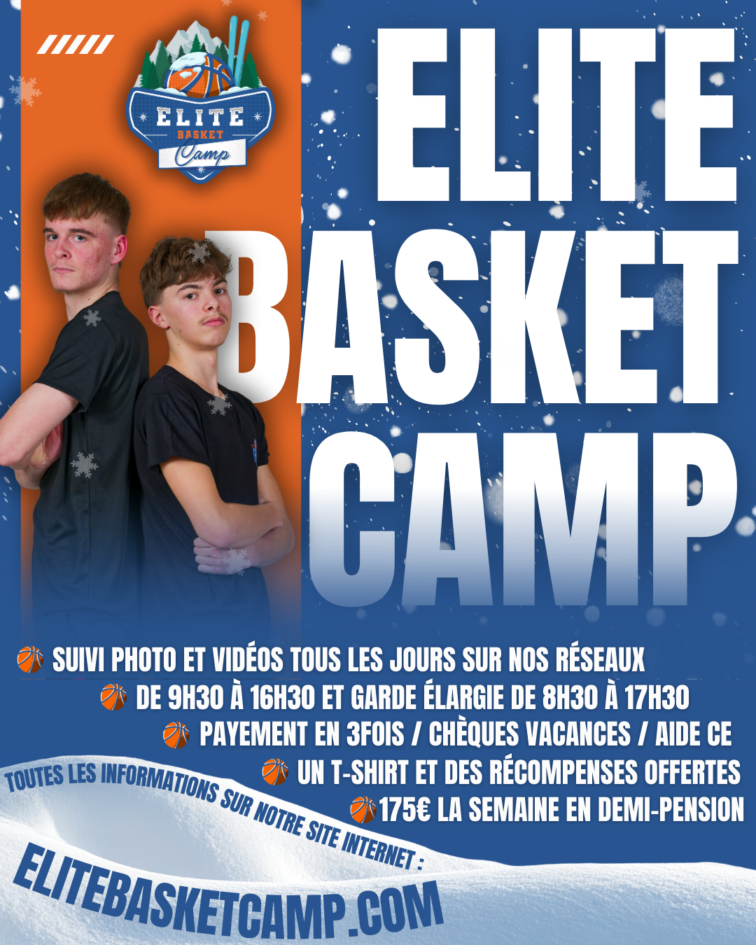 Les inscriptions pour nos stages de Noël sont ouvertes : une semaine de basket intensif, de fun et de progression pour les jeunes basketteurs et basketteuses.