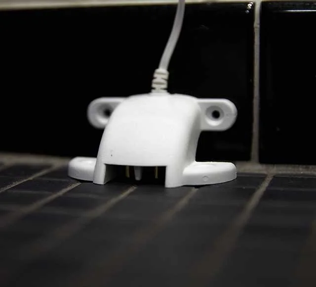 flood and leak detector installed in the bathroom