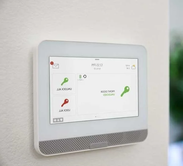 smart security control panel on the wall