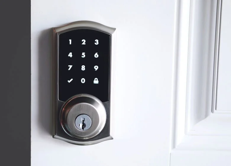 smart WIFI door lock on the door