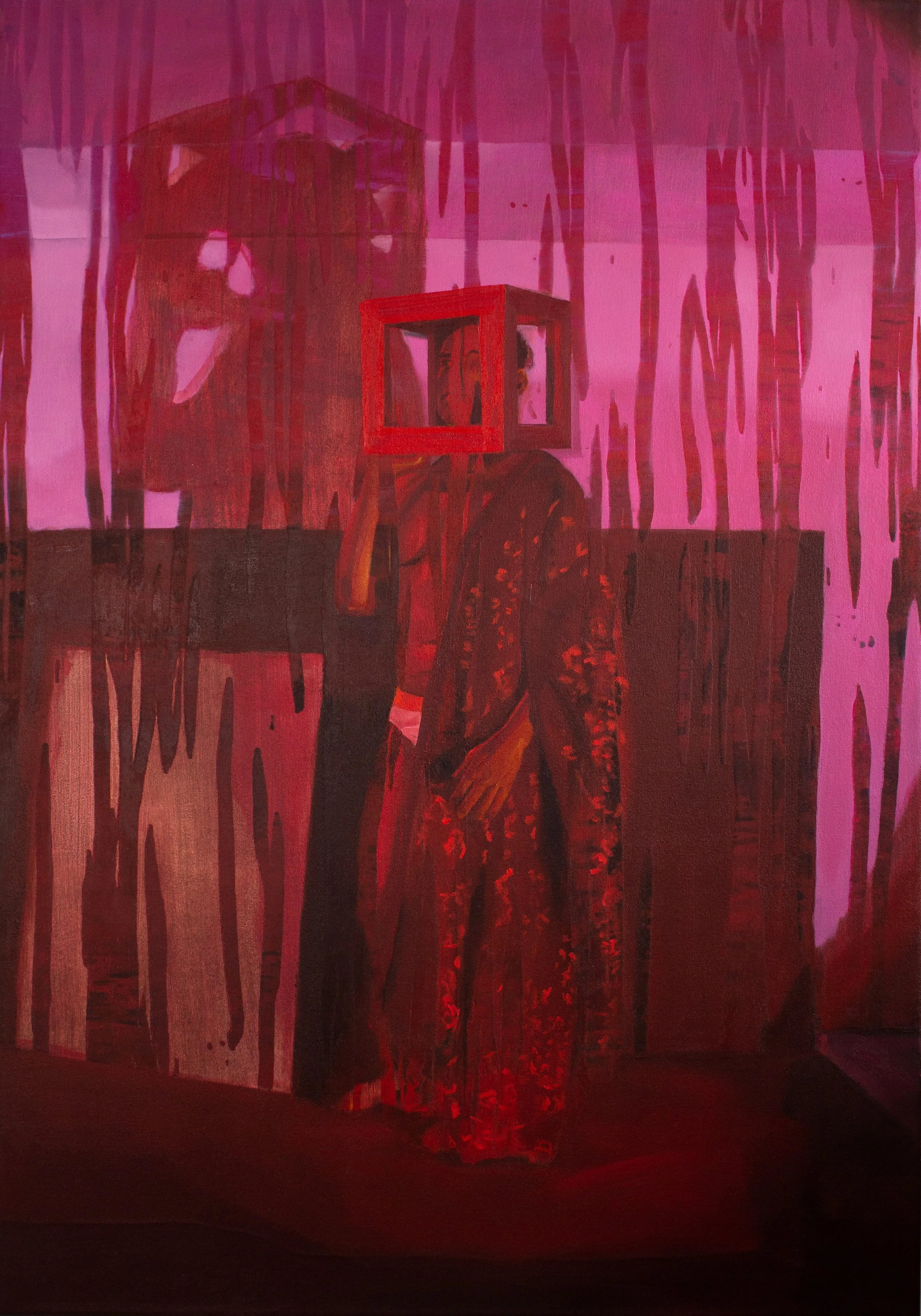 'Acting in the role I was delegated', Oil on Canvas, 100x70cm (Framed), 2024