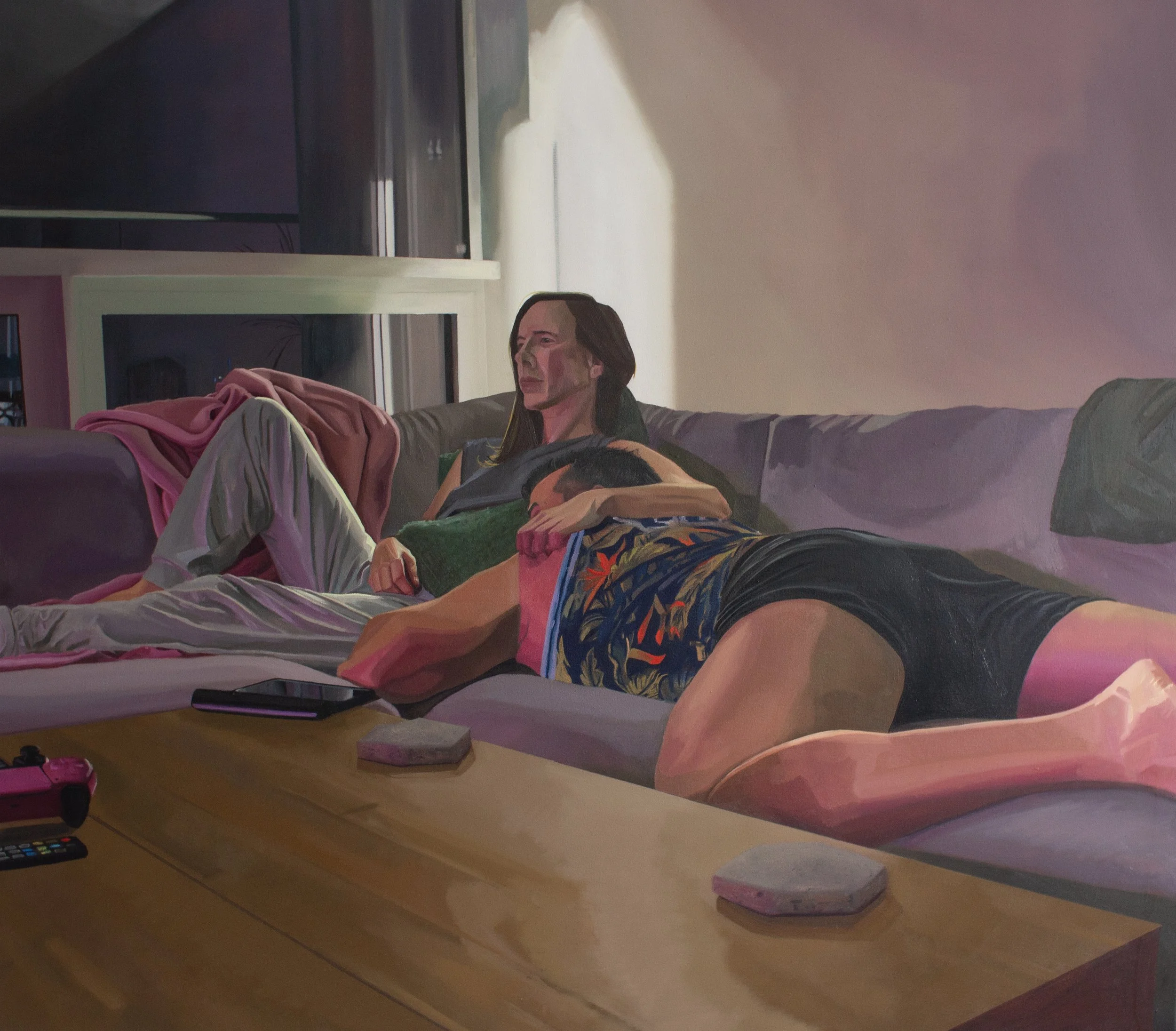 'Our Nest', Oil on Canvas with Curtain, 120x105cm, 2025