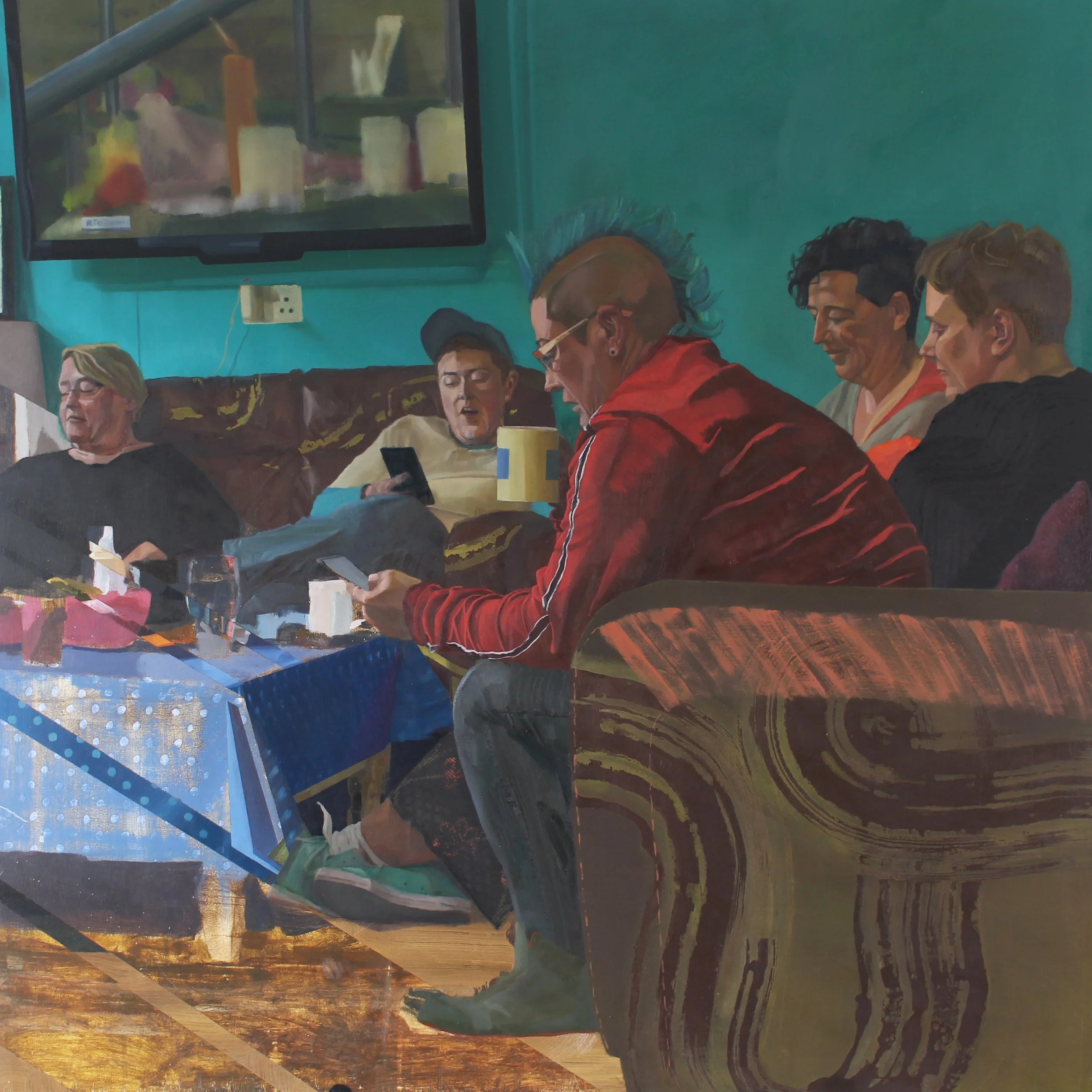 'In-between a place to be and where we are'(Part II) Mix Media on Board, 90x90cm (Framed), 2024