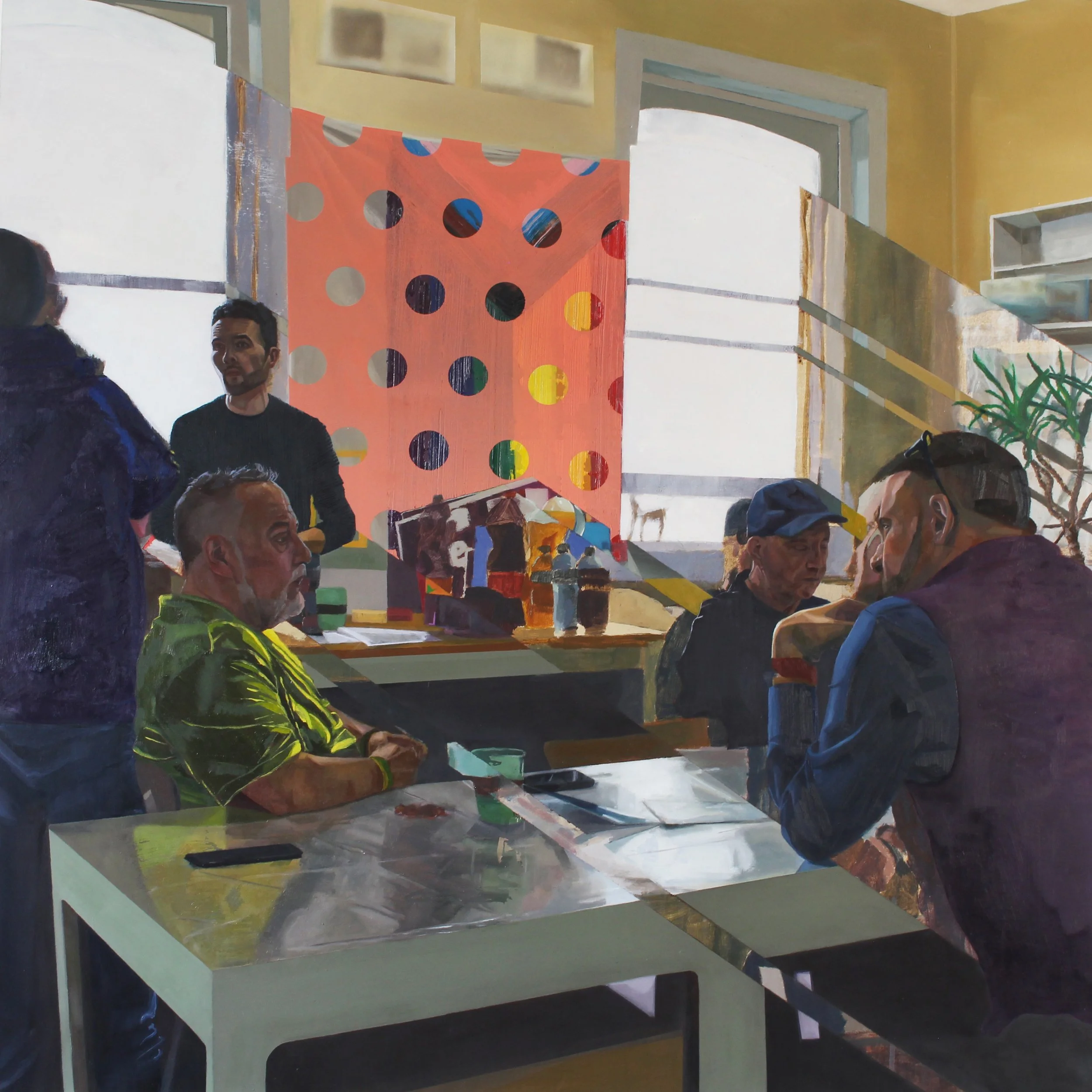 'In-between a place to be and where we are'(Part I) Mix Media on Board, 90x90cm (Framed), 2024