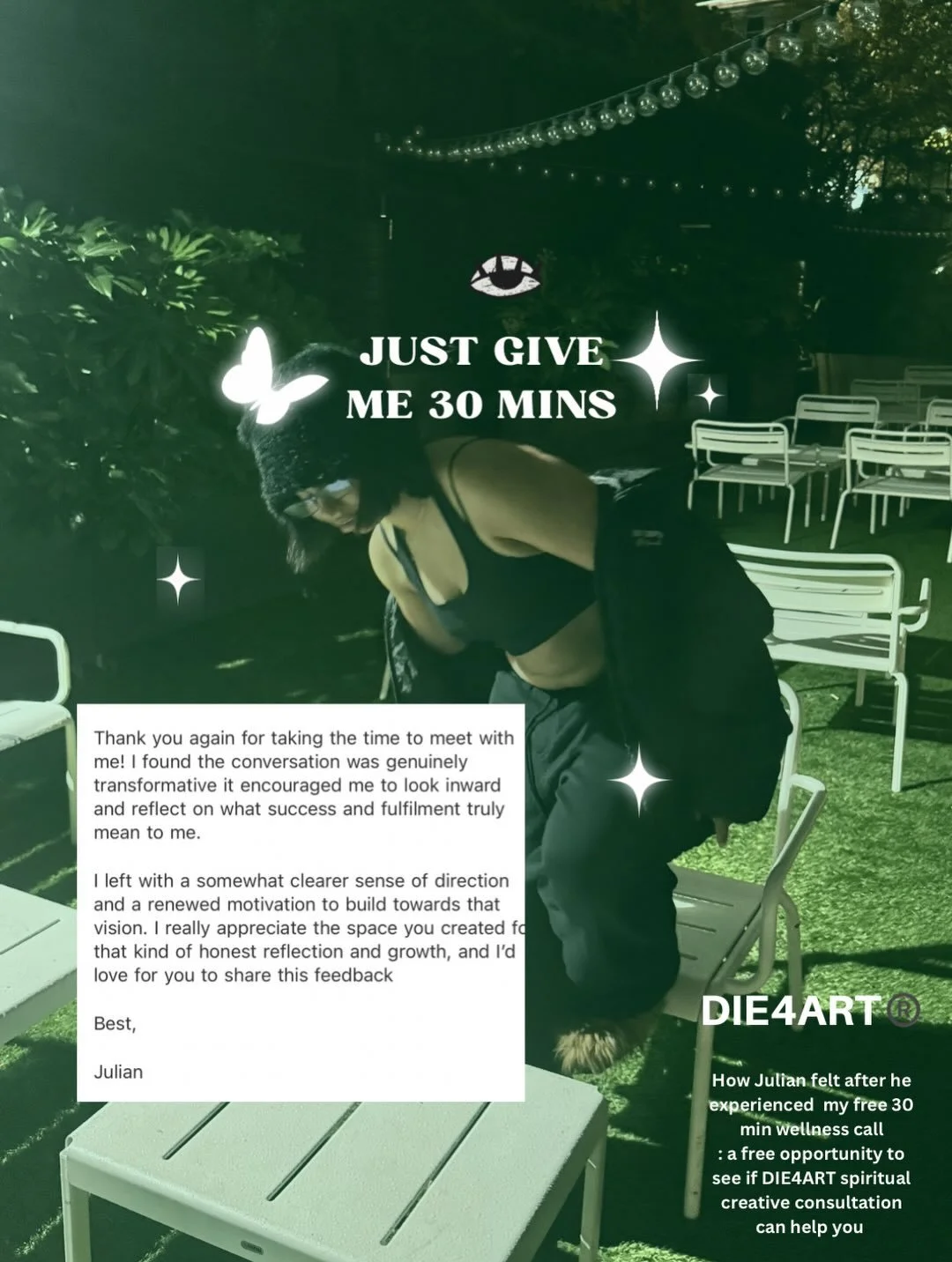 do you need someone to talk to? ☀️ 🌐☁️

Ive created these gentle, free 30-minute creative wellness calls : a space where you can come exactly as you are and share what&rsquo;s been on your mind.

They&rsquo;re open to creatives  who have seen my wor