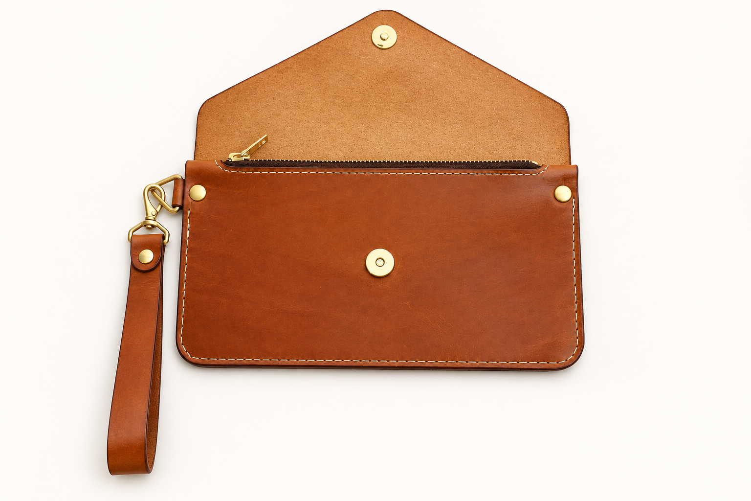 Cognac leather open-flap wristlet-3.png