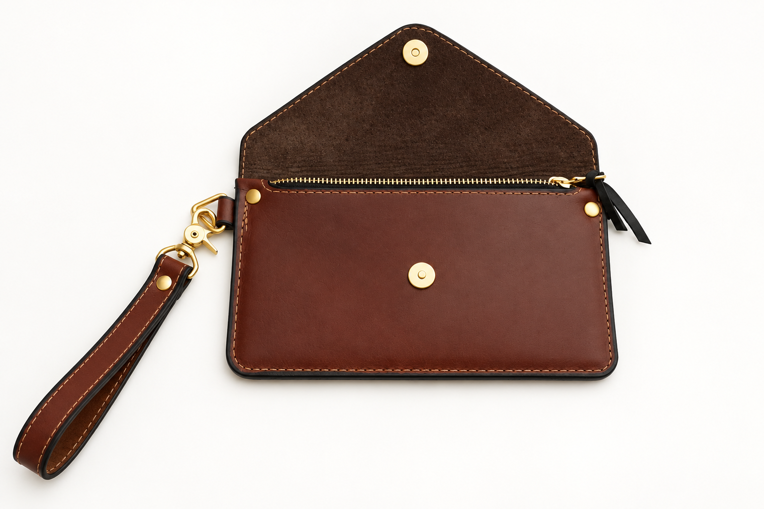 Open-Flap Dark Chocolate Leather Wristlet-4.png