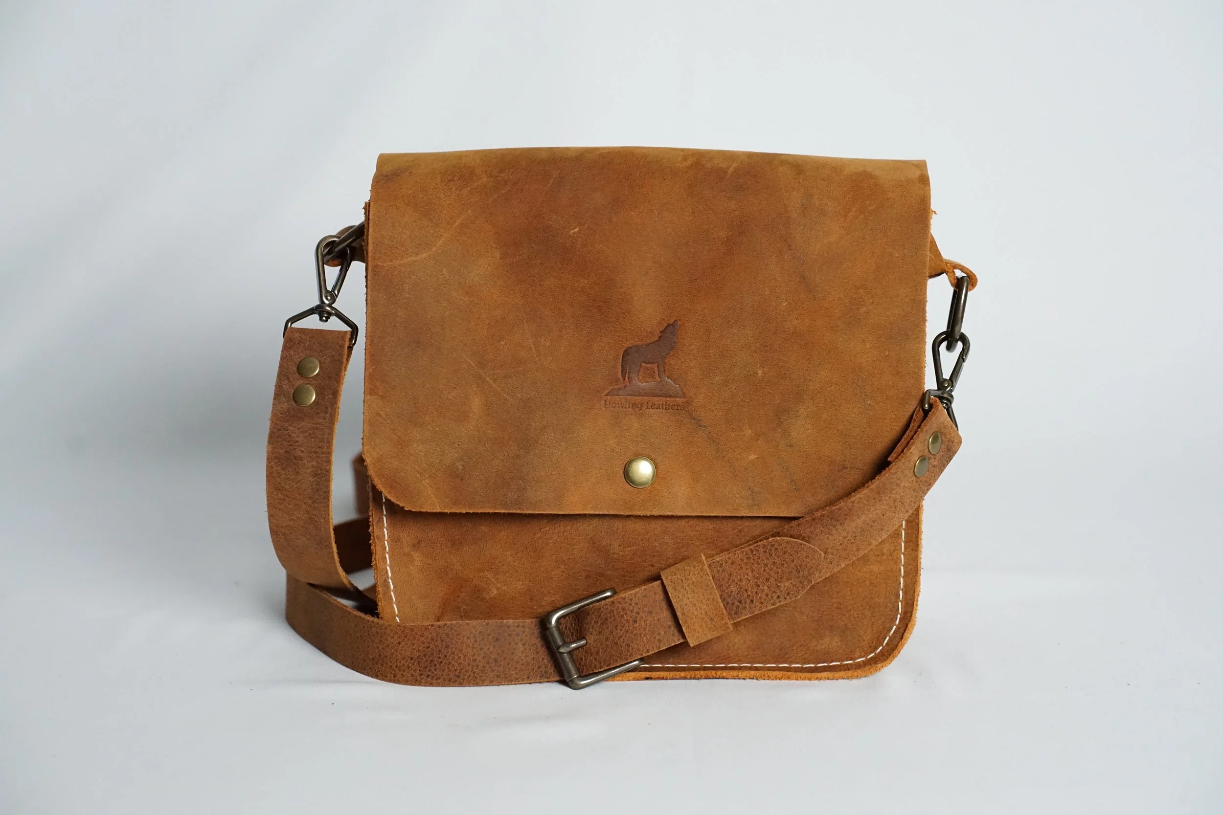 The Wolfpack Series Mail Bag - Crazy Horse Leather, Antique Brass Hardware