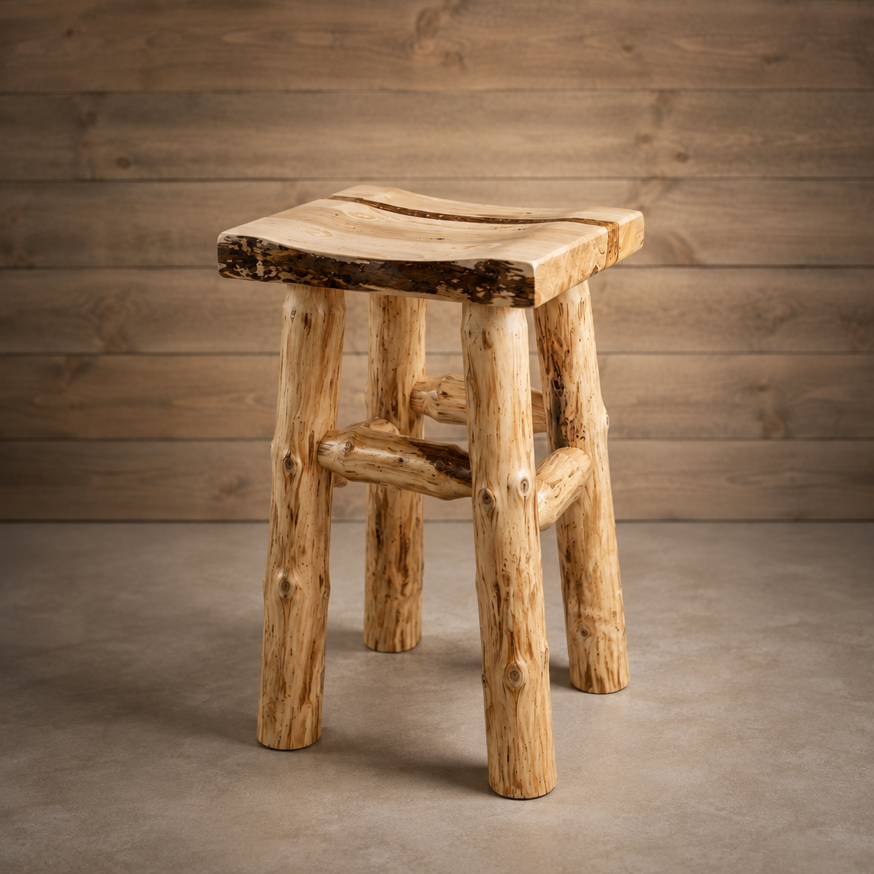 Pancake Maple Log Bar Stool