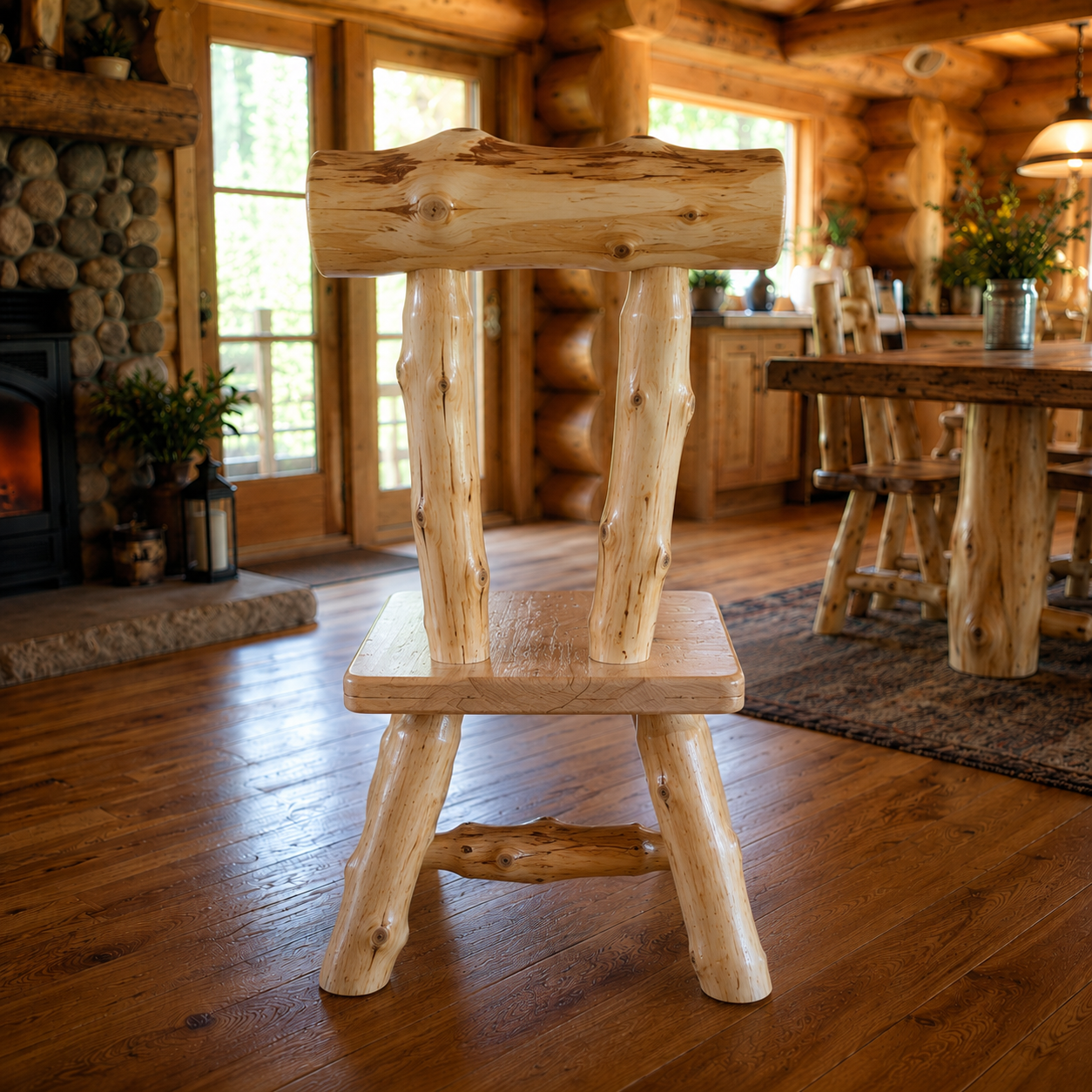 Maple Log Dinning Room Chair-Back View.png