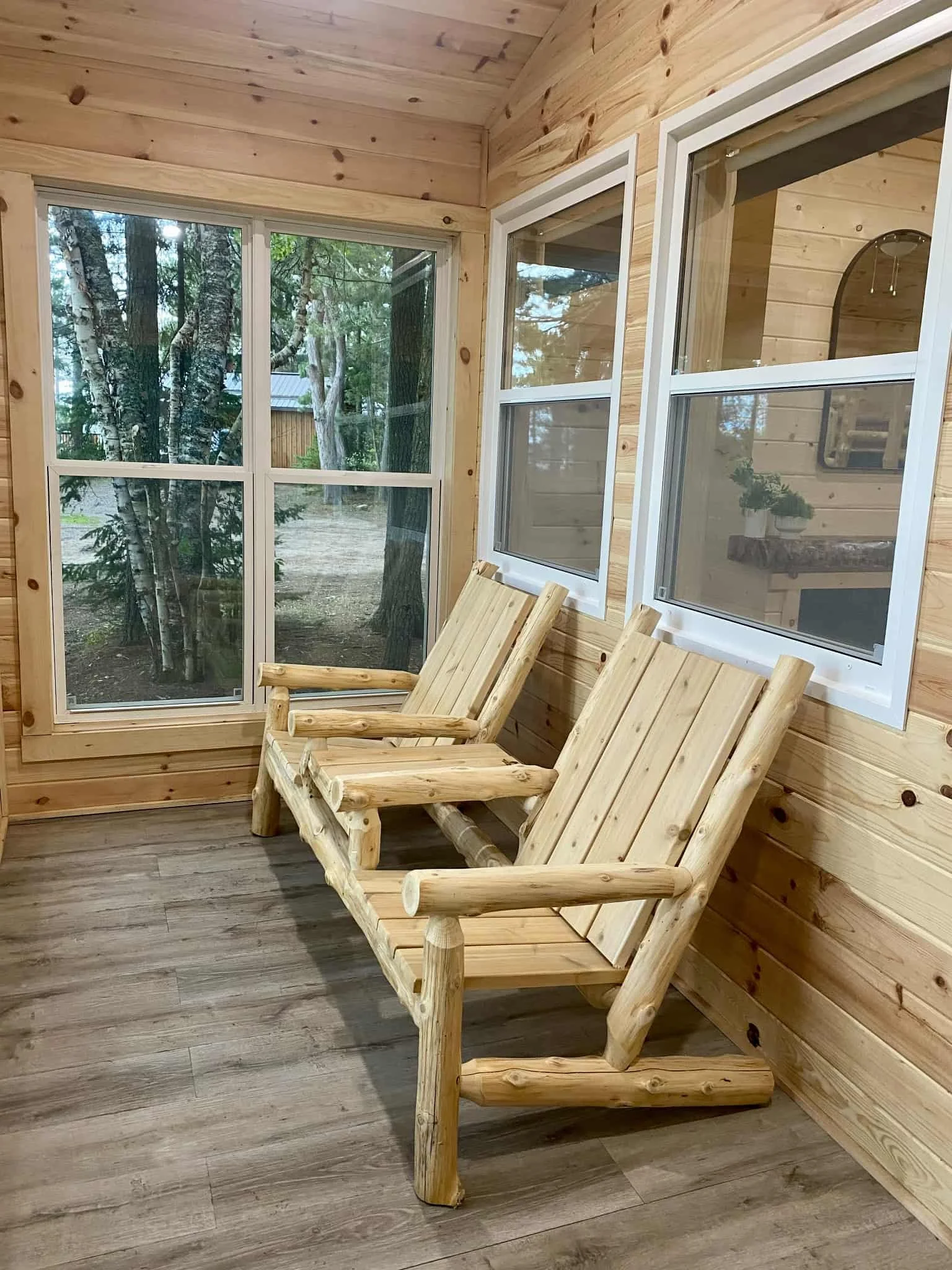 Custom Log Bunkie's & Double Adirondack Chair Bench