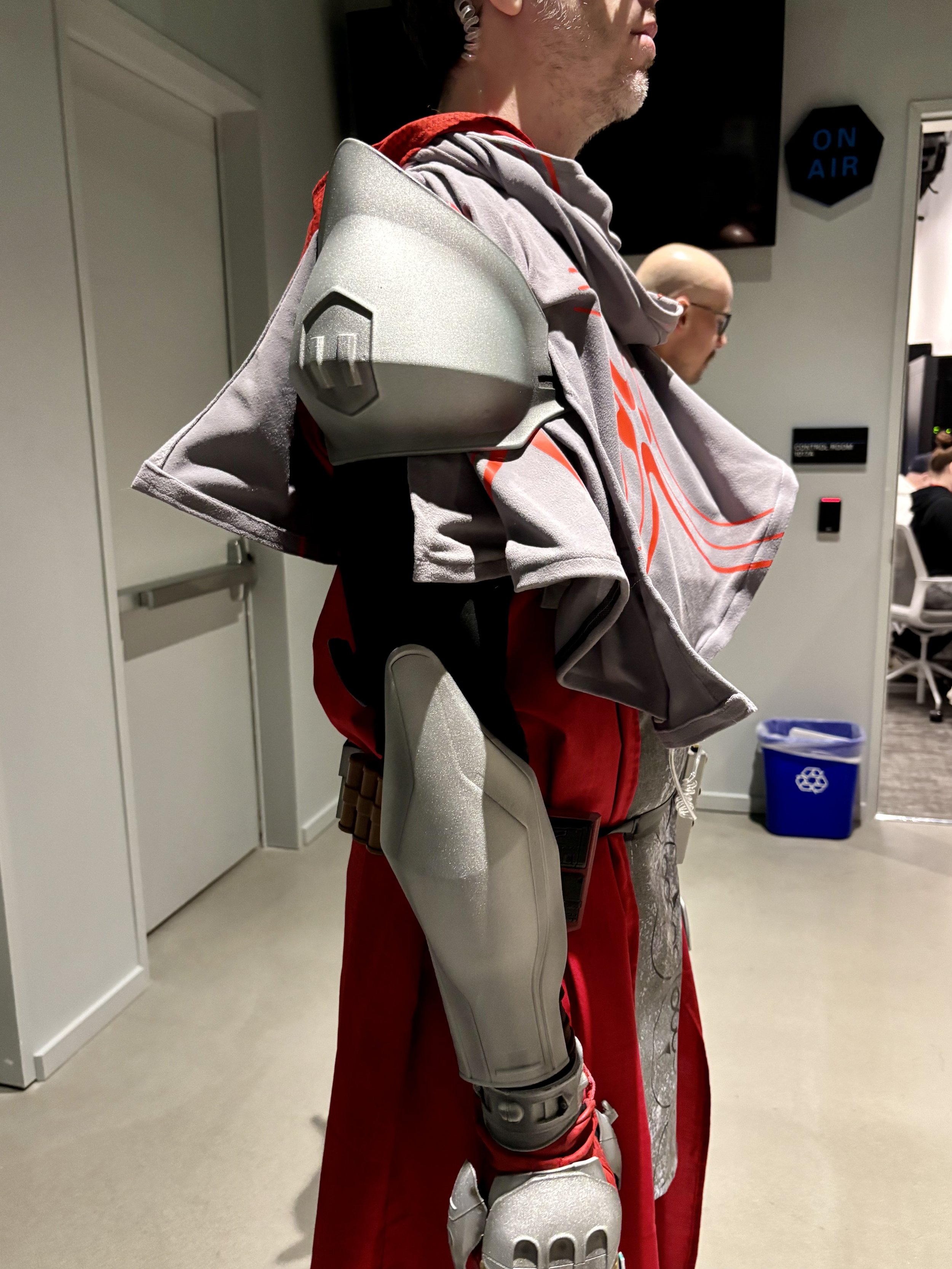 Full Destiny LODI costume test fitting demonstrating balance of armor and fabric