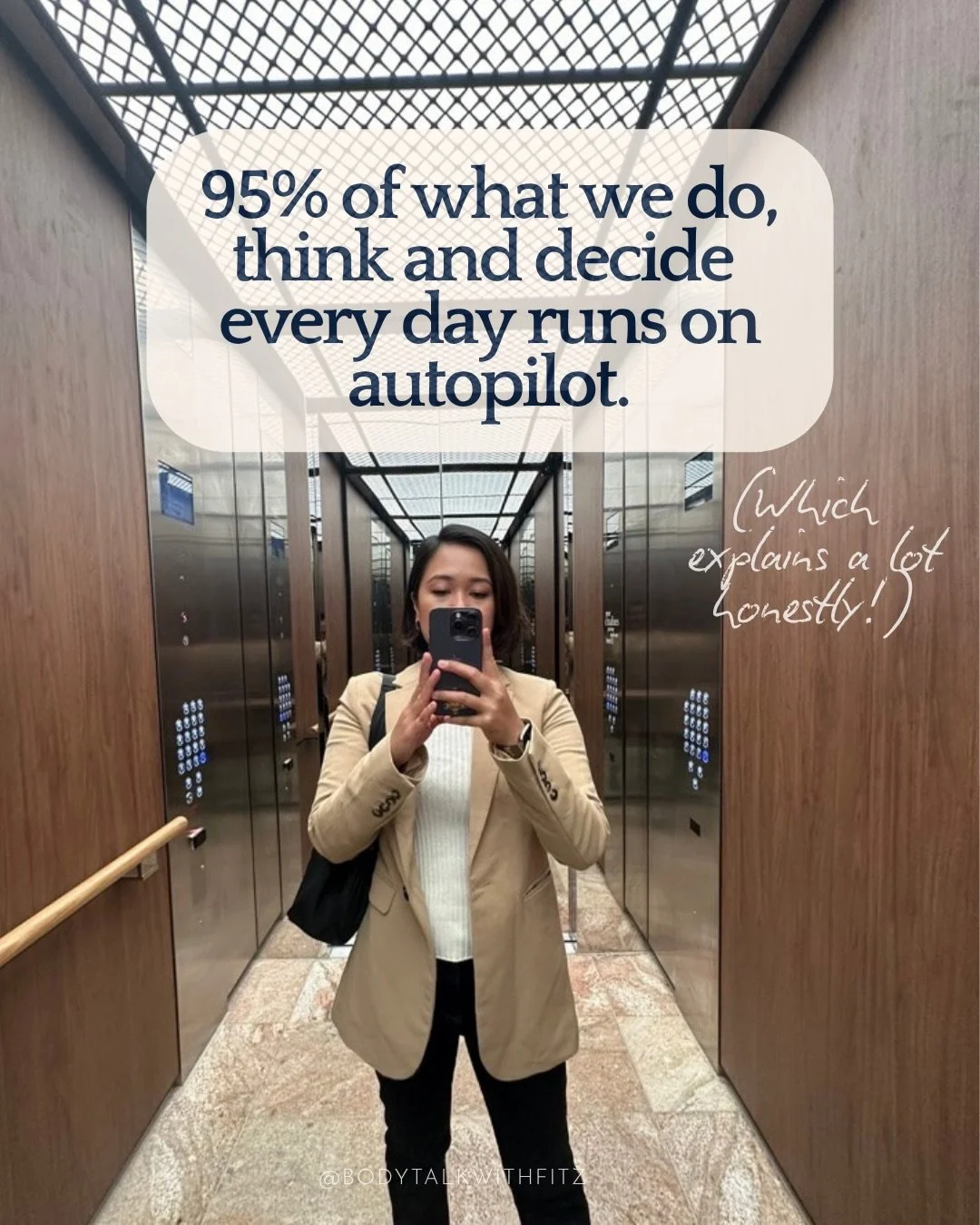 This is the one thing I wish someone had told me years ago when I was doing all the things and wondering why certain stuff just wouldn&rsquo;t shift.

95% of what runs our lives isn&rsquo;t conscious. It&rsquo;s not the goals we set or the decisions 