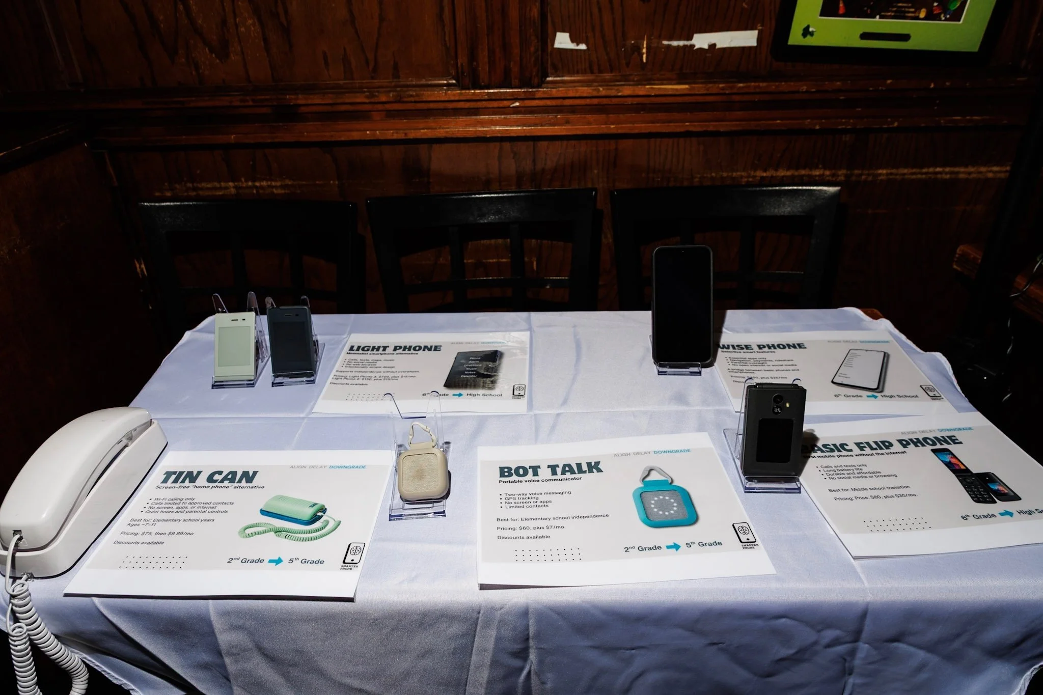 A table featuring a display of alternative digital devices 