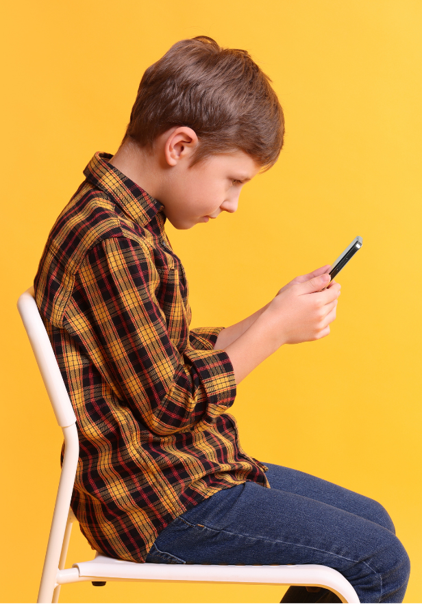 A young child on a smartphone