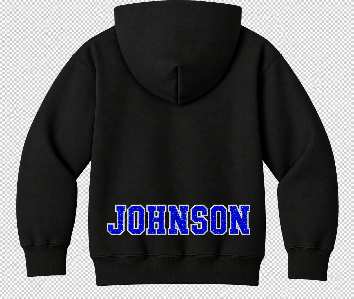 Black Hoodie with Glitter “JOHNSON” Varsity Lettering.png