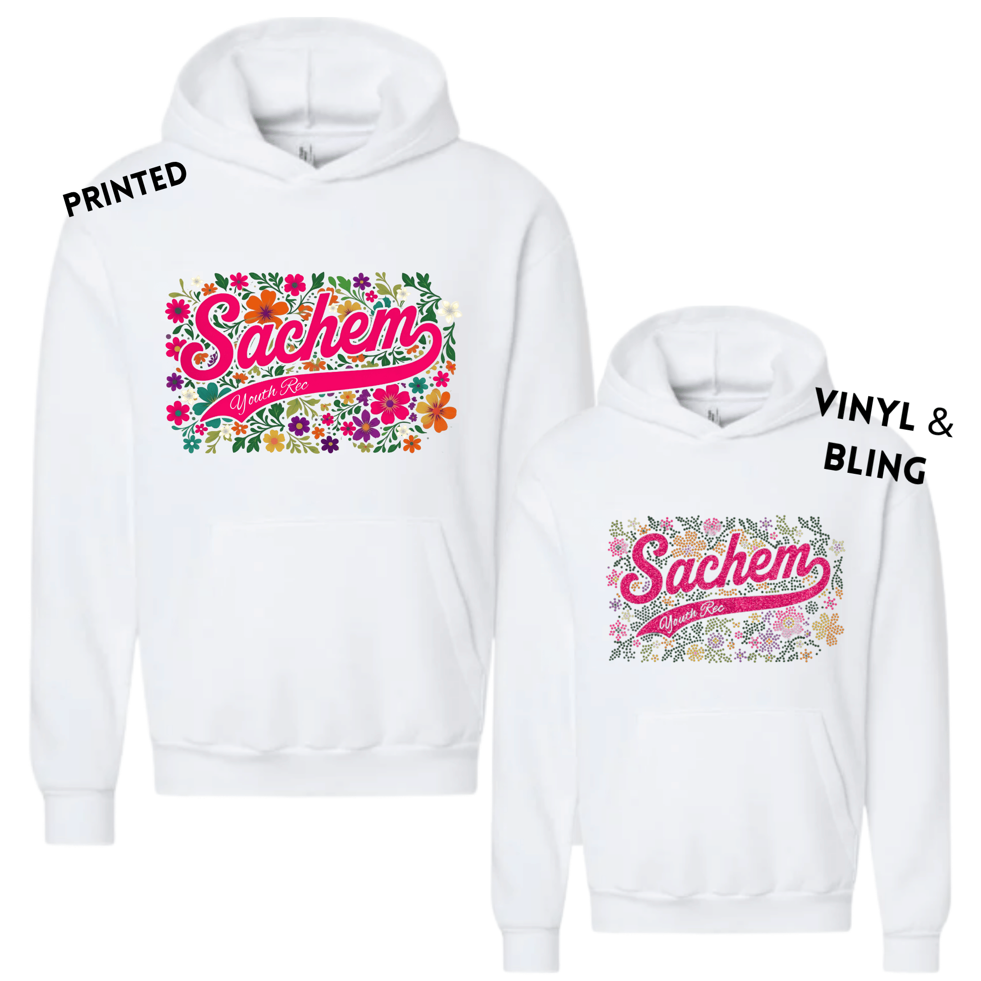 Youth Rec Hooded BLING VINYL Printed Sweatshirt