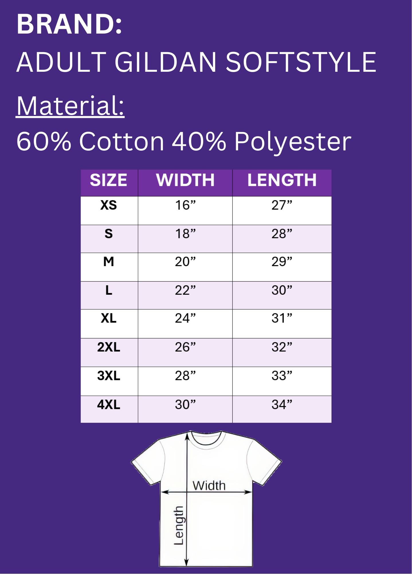 Gildan Adult tshirt size chart.png
