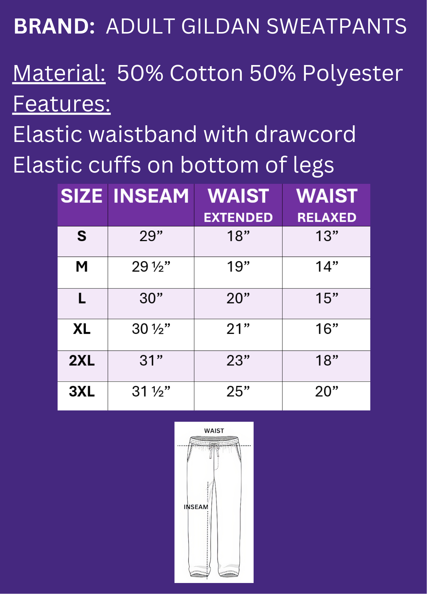 Adult Gildan sweatpants size chart.png