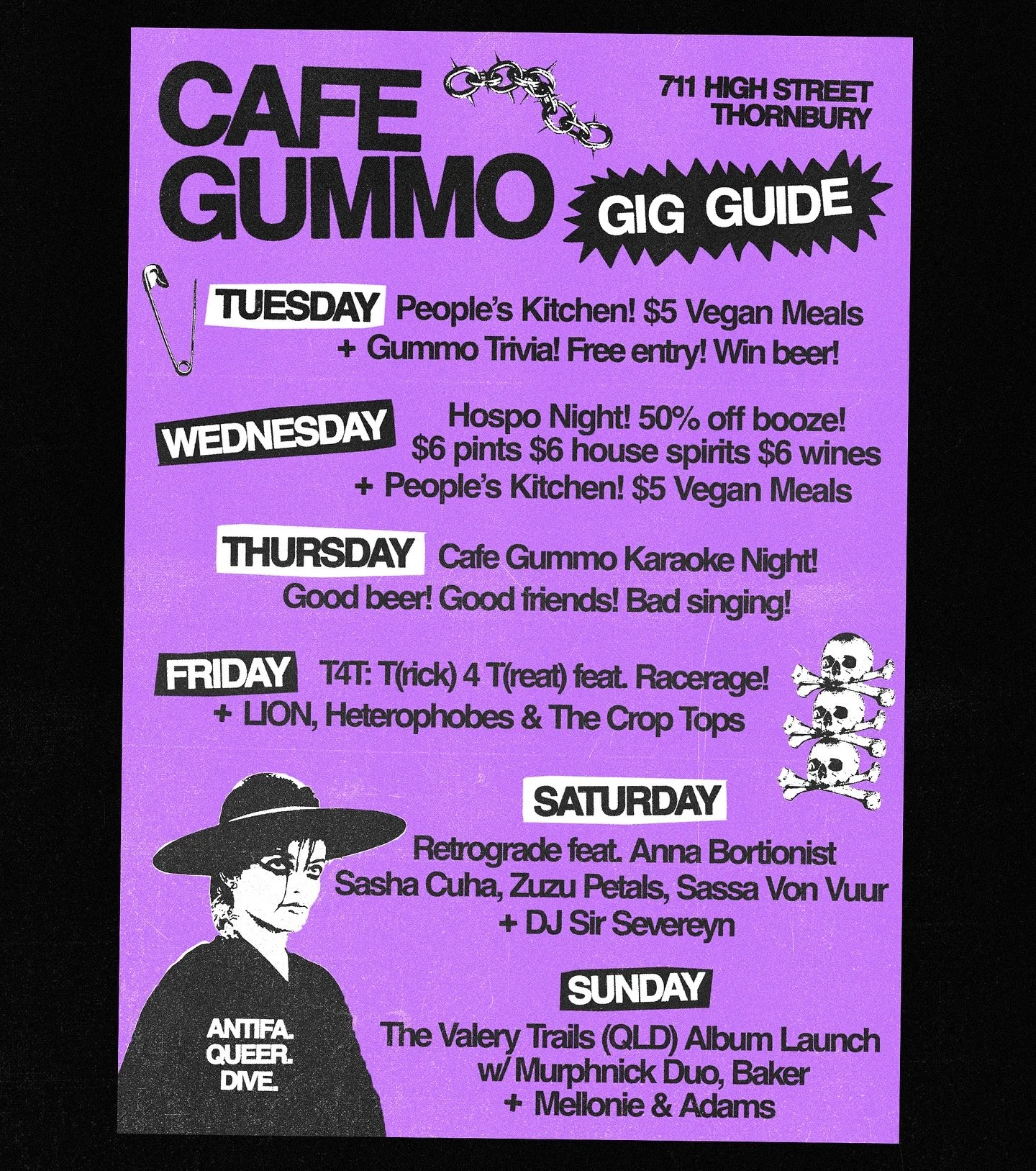 THIS WEEK AT GUMMO: 

TUES - 🧠 Gummo trivia! Free entry &amp; beer for the winners! Plus it&rsquo;s peoples kitchen, $5 vegan meals! 😋 

WED - Hospo night bringing you $6 pints, $6 spirits, $6 wines AND peoples kitchen again! More $5 vegan meals 💜