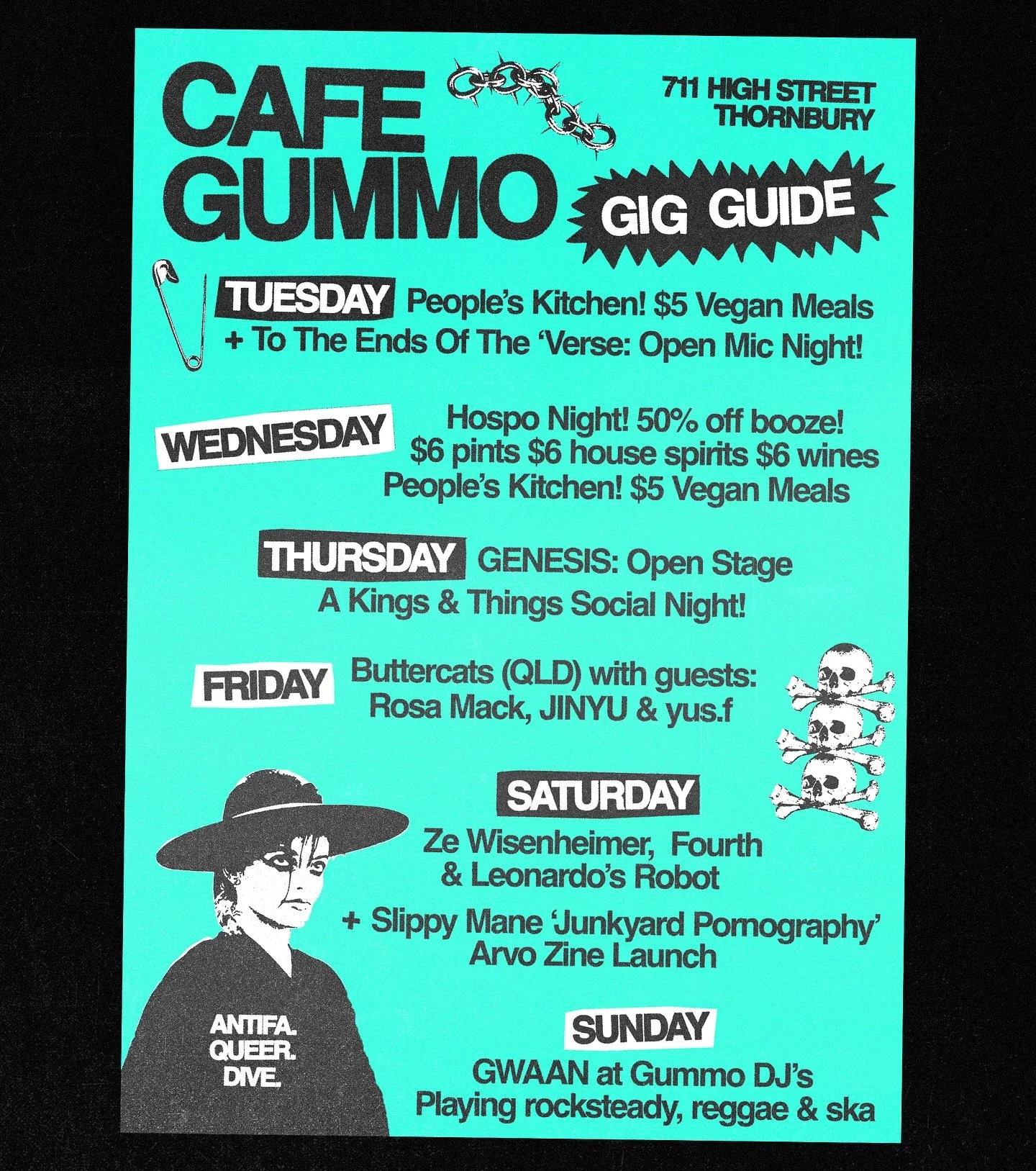 ‼️ THIS WEEK AT GUMMO: 

TUES - The lovely folk at @tteotv.gig are back again for another poetry open mic night! PLUS $5 vegan feeds!

WED - You know the drill, it&rsquo;s hospo night. 50% house booze bby ❣️

THURS - GENESIS is back for a Kings &amp;