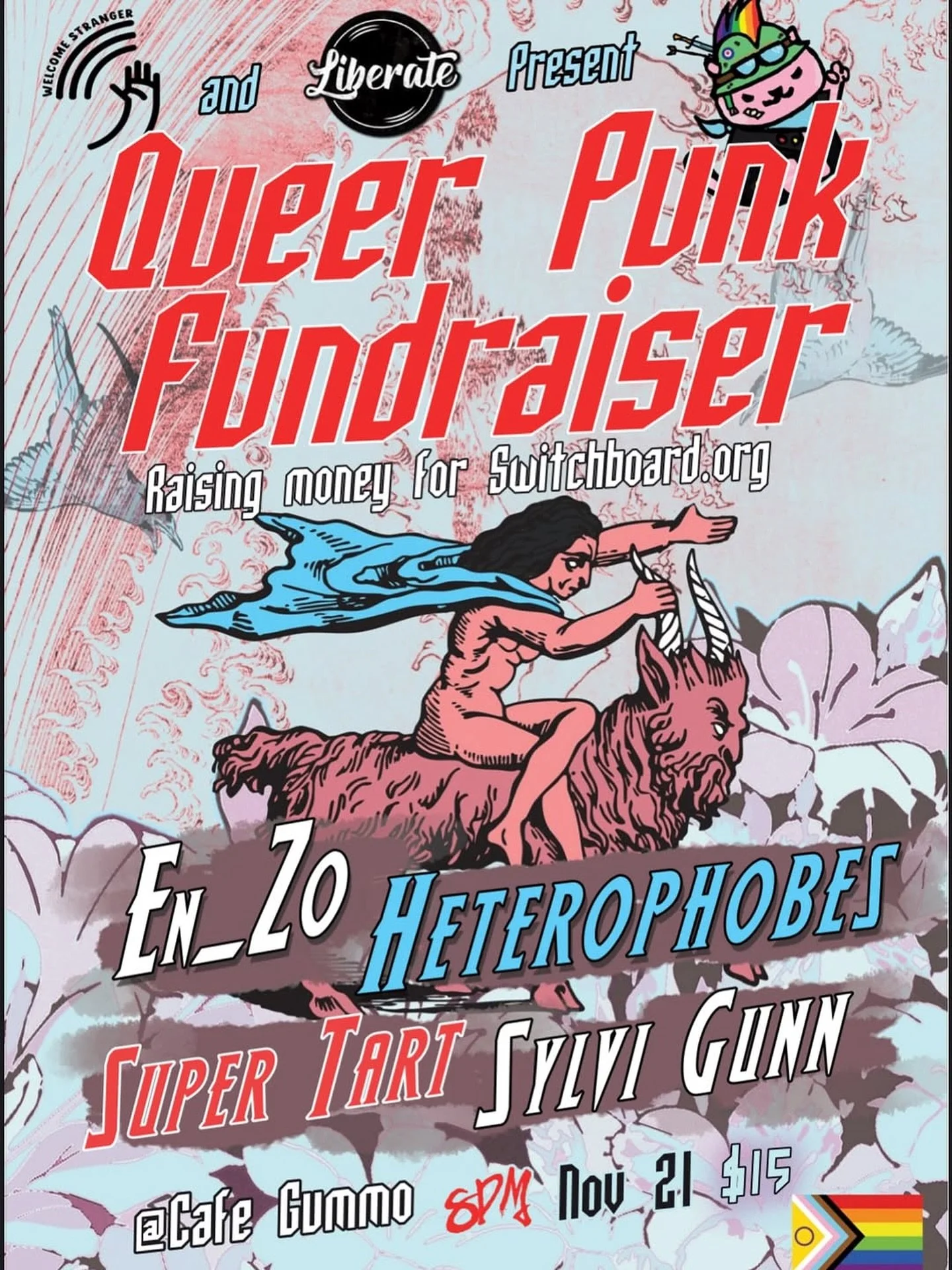Huuuge show on tonight! The wonderful folks at @liberate.community &amp; @welcome_stranger_events have come together to put on this amazing Queer Punk Fundraiser! 

Some of our absolute fav bands are playing: @en_zoband + @supertartband + @heterophob