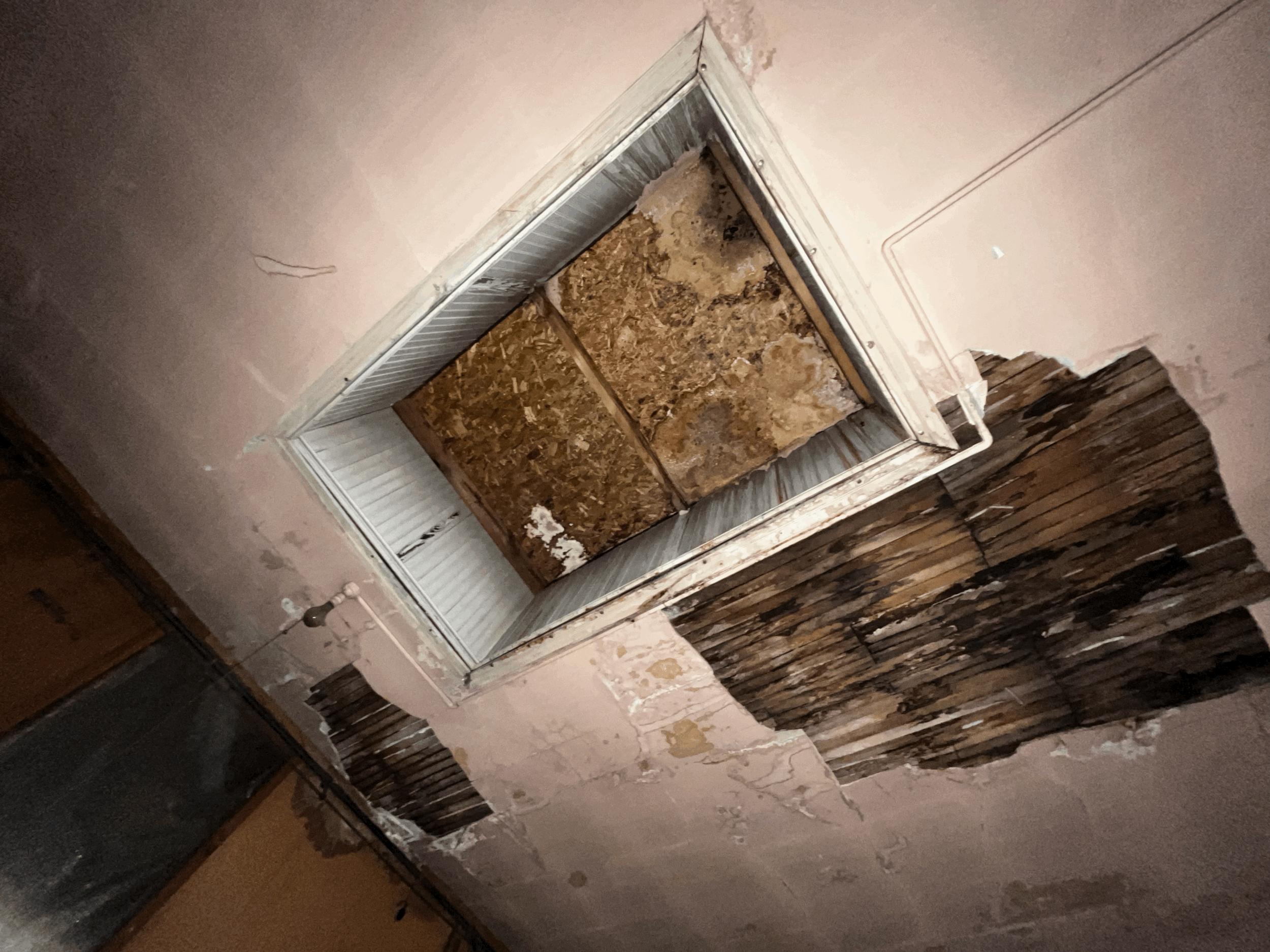 Interior (boarded up skylight -- before renovation)