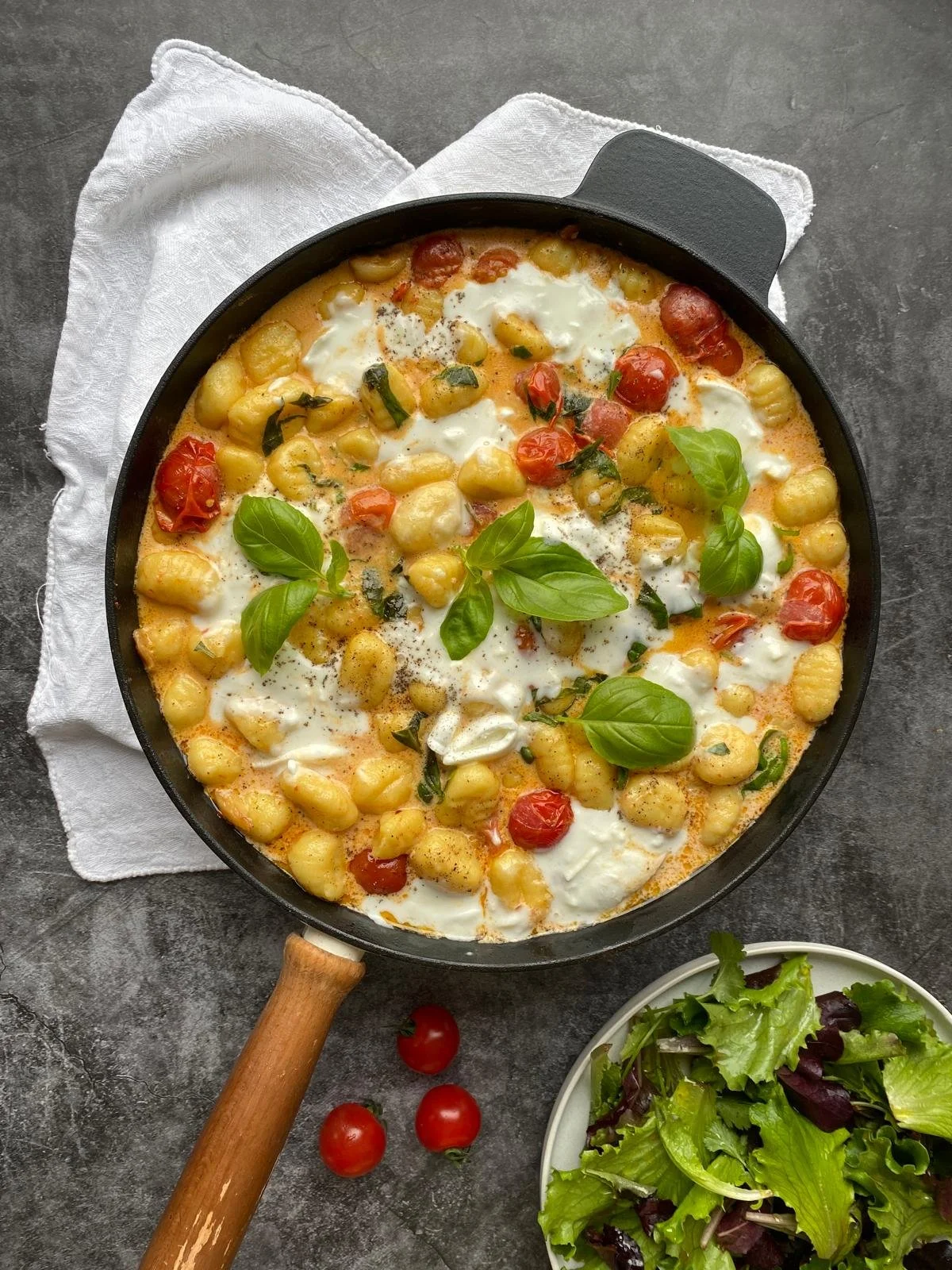 Creamy tomato gnocchi with burrata