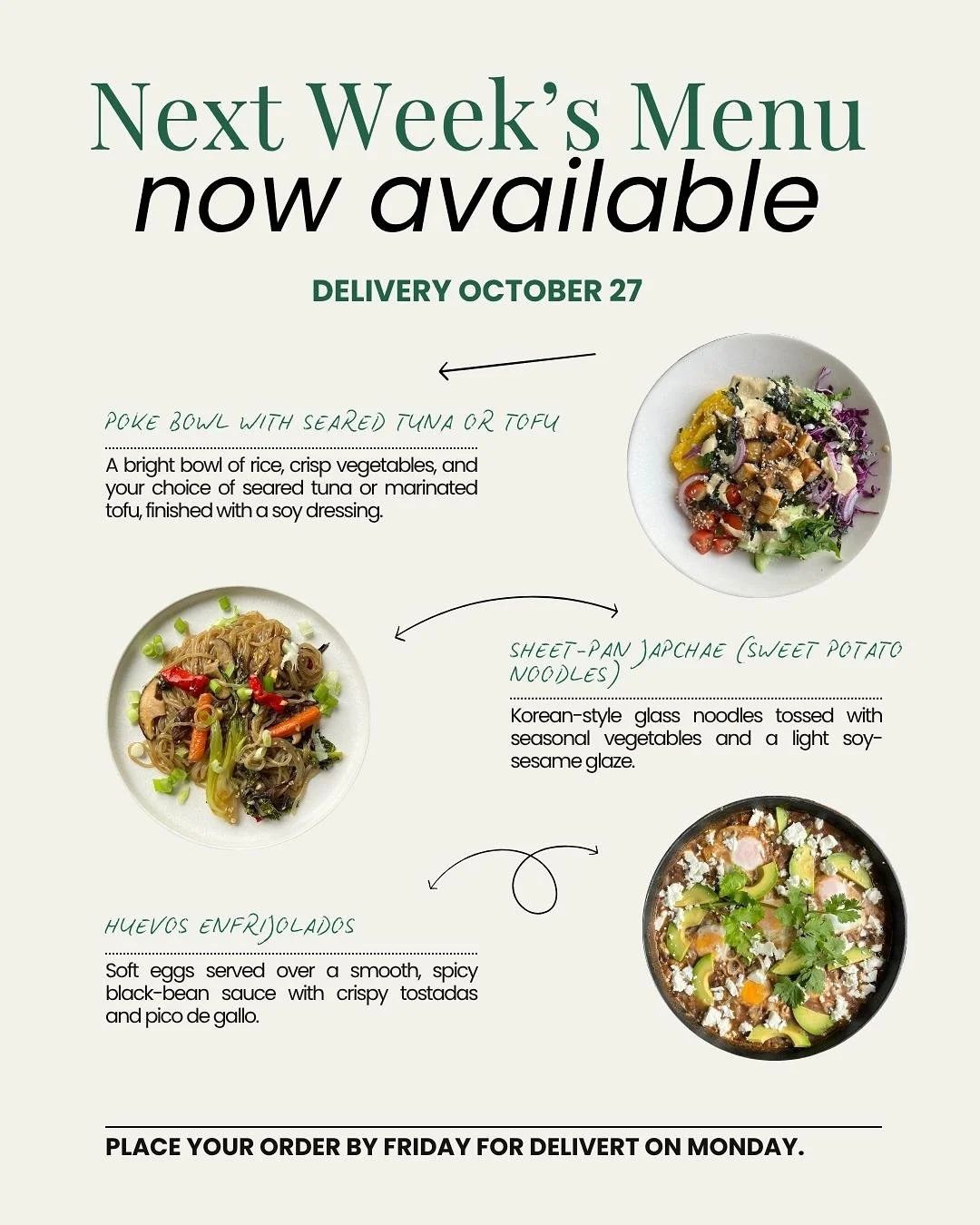 Staying at home for fall break? Make your week easier by ordering Natalie’s Healthy Kitchen! 
We deliver exciting recipes with fresh ingredients to cook deliciously at home!
Choose between:
π₯ 3 Vegetarian recipes 
π Mixed Bag – 2 vege