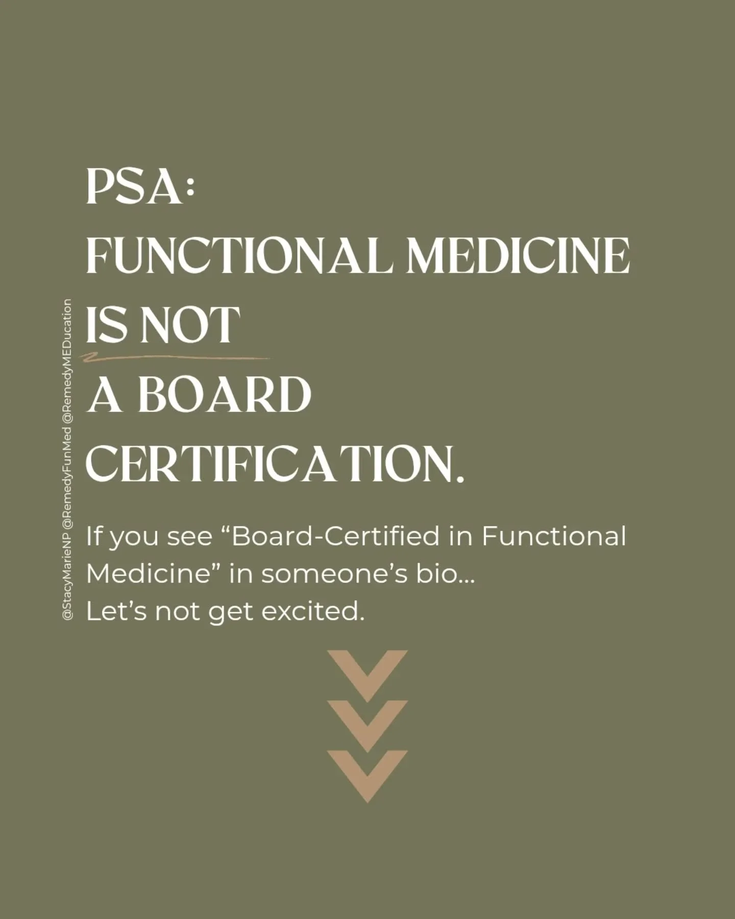 Let&rsquo;s talk titles. 

Because the amount of &ldquo;board-certified functional medicine practitioners&rdquo; popping up again... 
Whew. 🫣

Here&rsquo;s the truth:
Functional medicine is a training pathway, NOT a state-recognized medical board sp