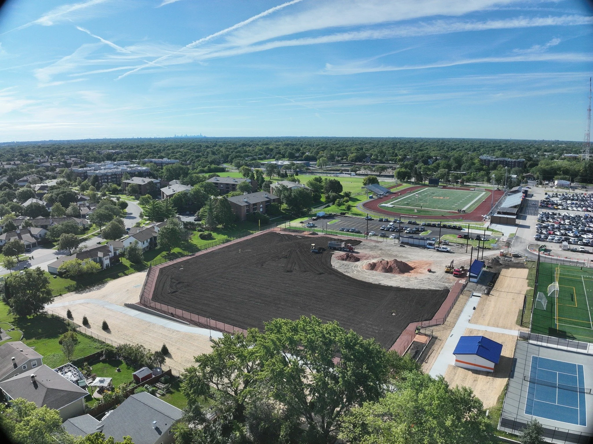 In progress drone shots from @pepperconstruction of THSD's Athletic Field Renovations.  Buffalo Grove High School's pitchers and catchers report soon!