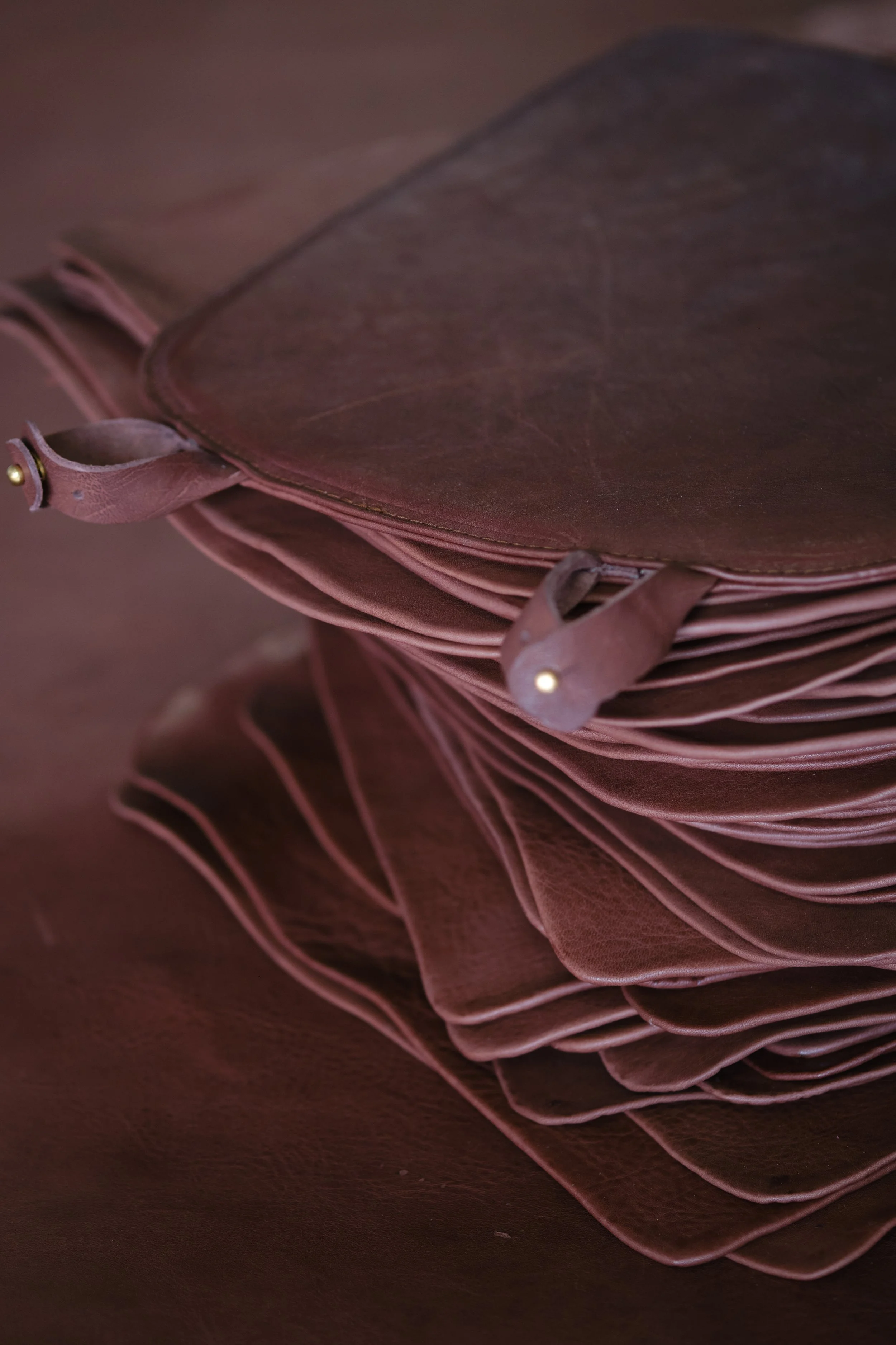 Seat cushions made with tumbled, full grain British Pasture Leather