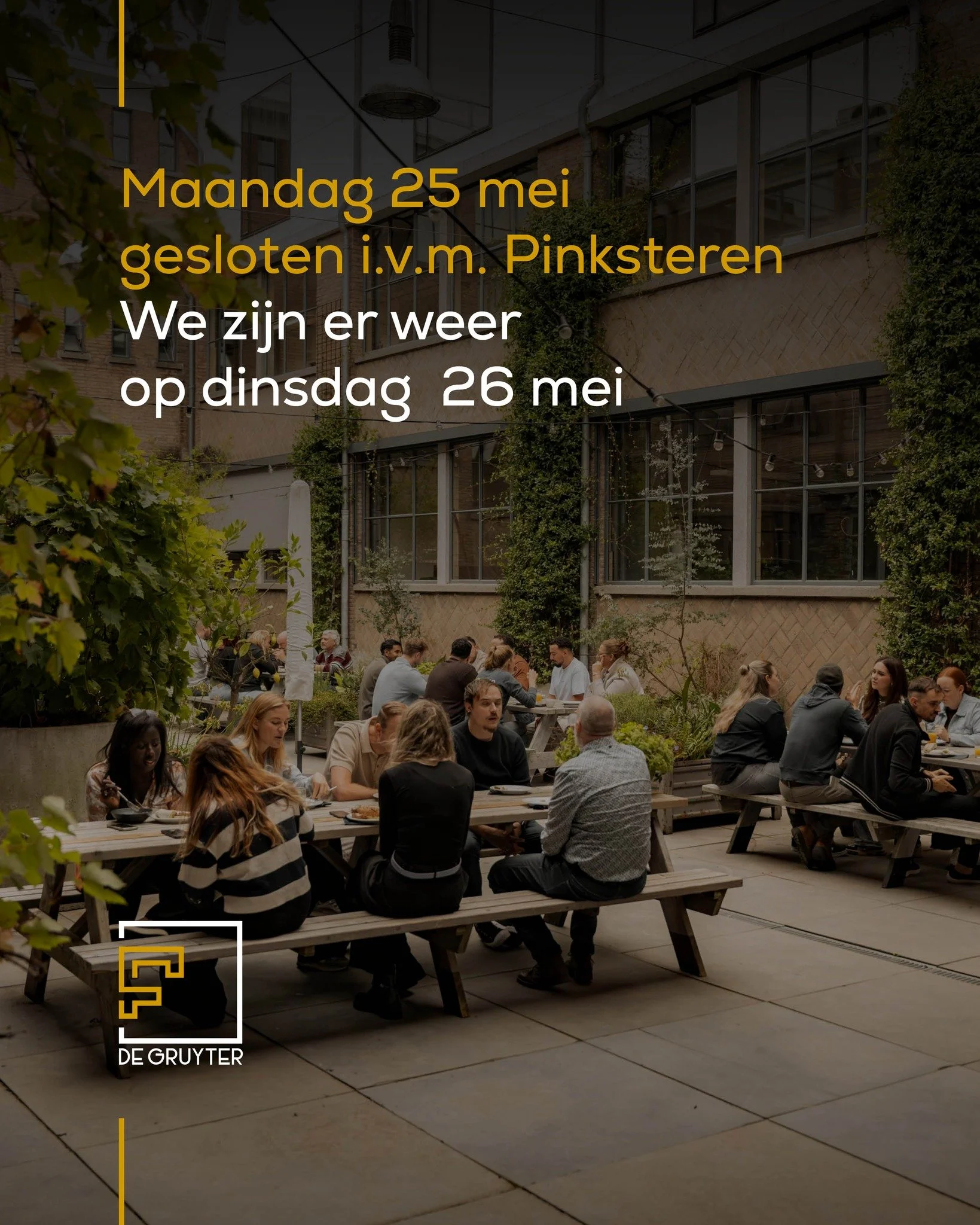 Bijblijven doe je het liefst buiten...

Het zal vast geen verrassing zijn dat het prachtig weer wordt. Een betere reden om de week af te sluiten op ons heerlijke binnenterras is er bijna niet. Kom langs voor een goede kop koffie, een heerlijke lunch 