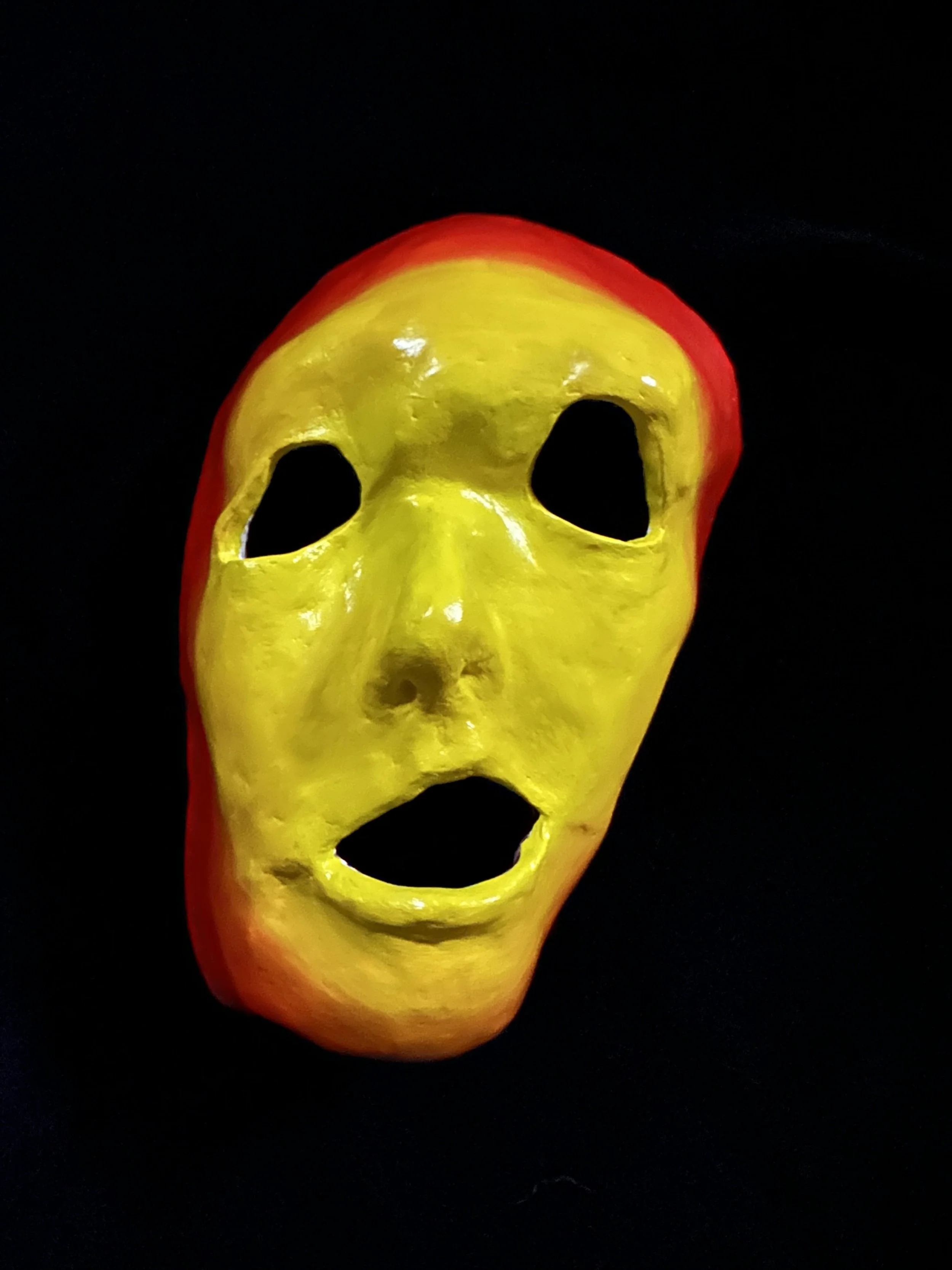 "Haunted", Laura Nelsen, papier-mâché clay and acrylic paint, 8.25"x5.25"x3.5", 2026.