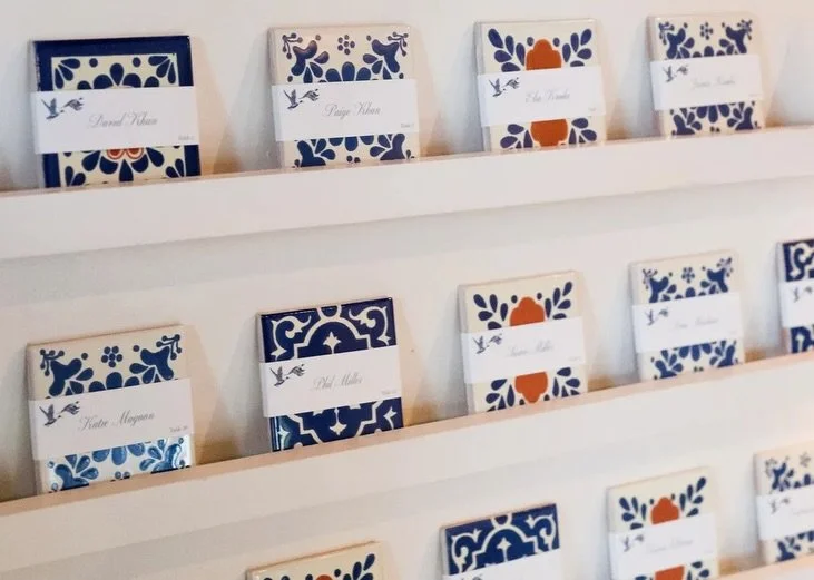 Quite possibly one of our favorite custom seating charts to date. 💙

Gorgeous hand made Mexican tiles served as the perfect instrument to highlight Talia&rsquo;s family heritage and help guests find their seating assignment, while the title graphic 