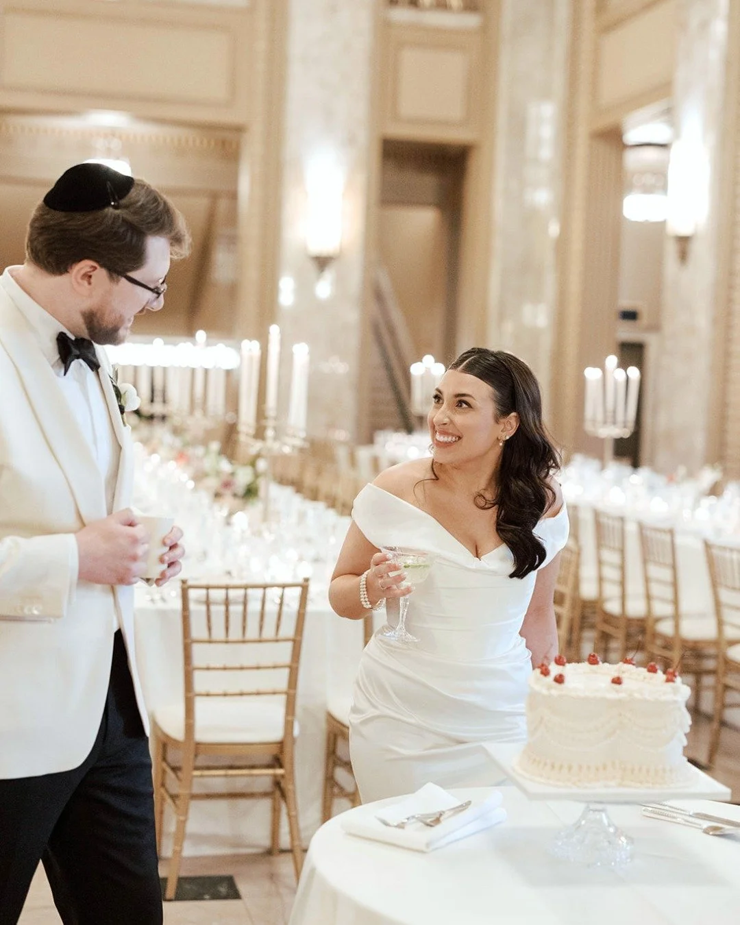 From the room reveal to enjoying your reception with all of your favorite people 🥂

Vendor team:
Planning, Design, &amp; Creative Direction: @altardevents
Ceremony, Reception Venue, &amp; Catering: @stifeltheatre 
Officiant: Rabbi Amy Feder 
Photo: 