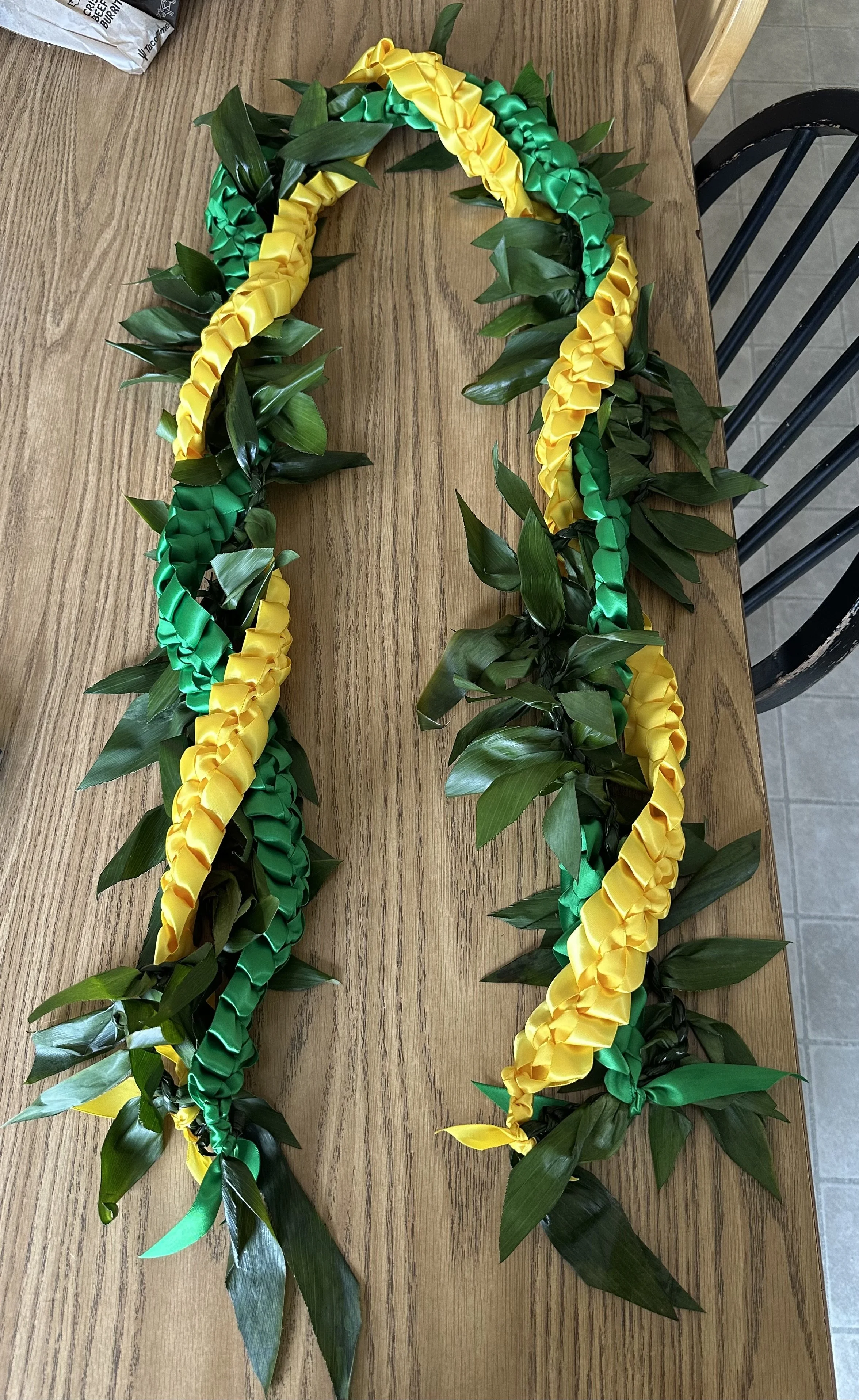 Open lei with braided ti leaf $100.00