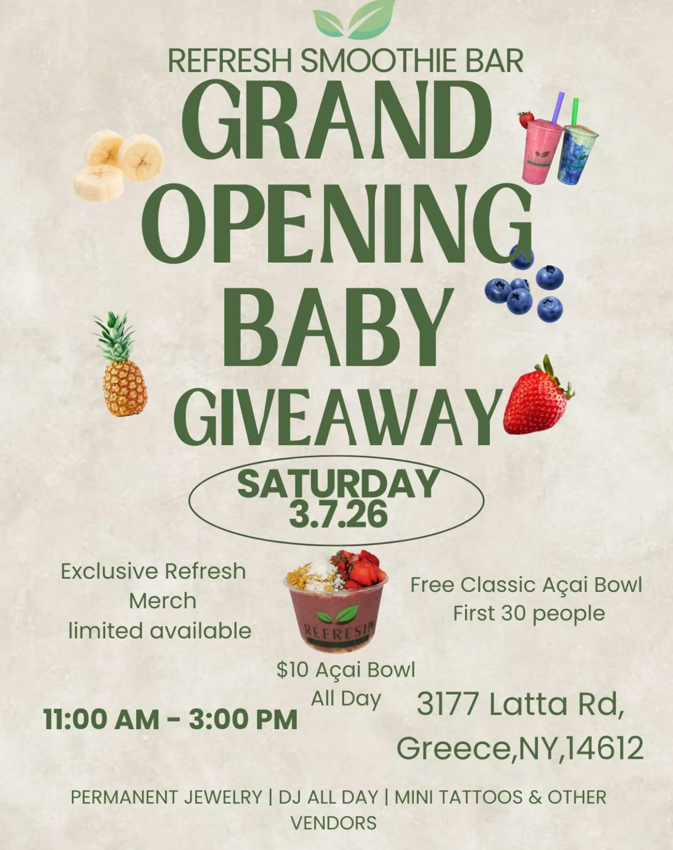 Refresh Smoothie Bar - Grand Opening Party!