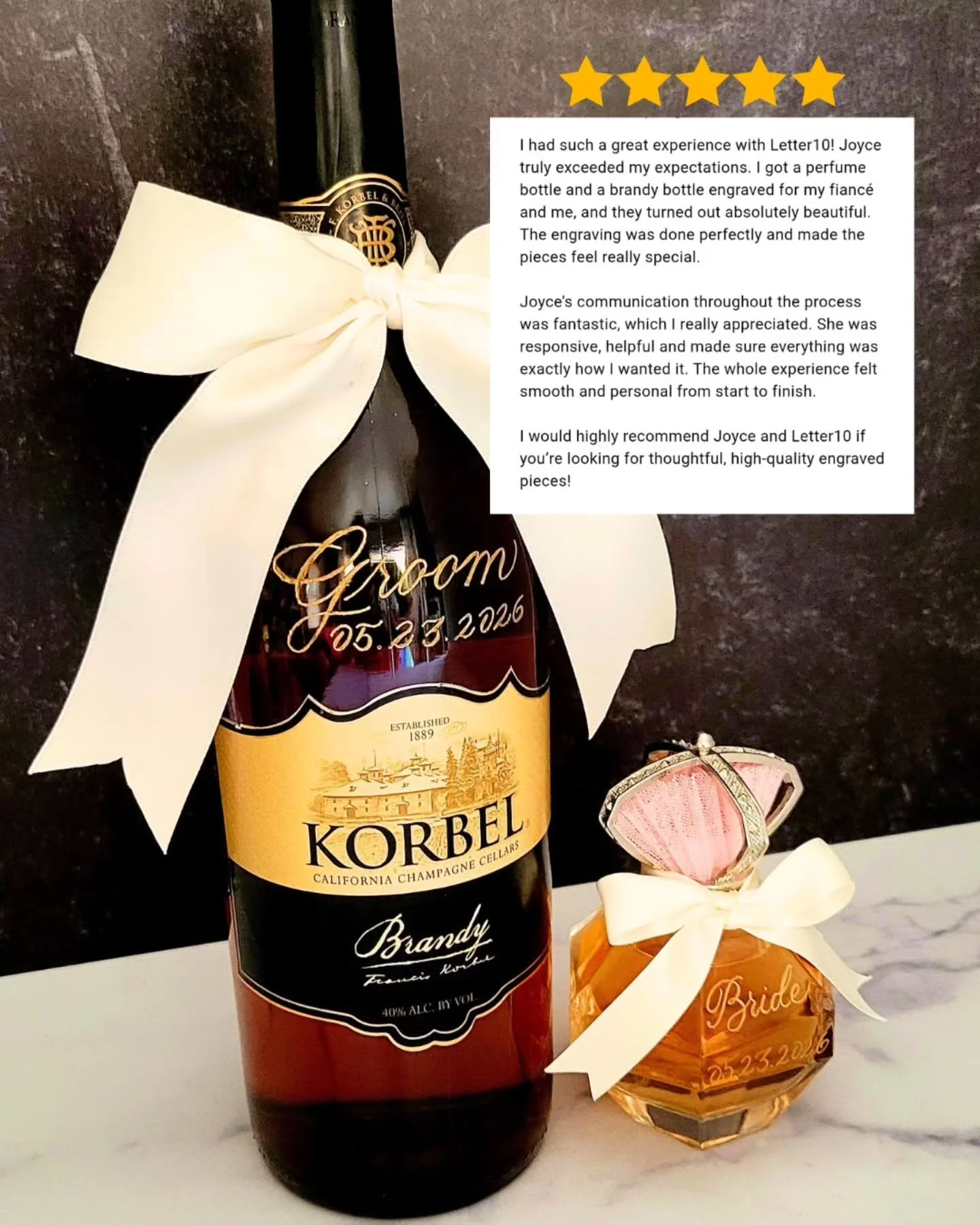 5-Star Review | Icing on the Wedding Cake

This couple's wedding may have happened 4 days ago, but reading this 5-star review left by the bride is the icing on the wedding cake for me! 😍

When I set out to do an engraving for clients, my goal is to 