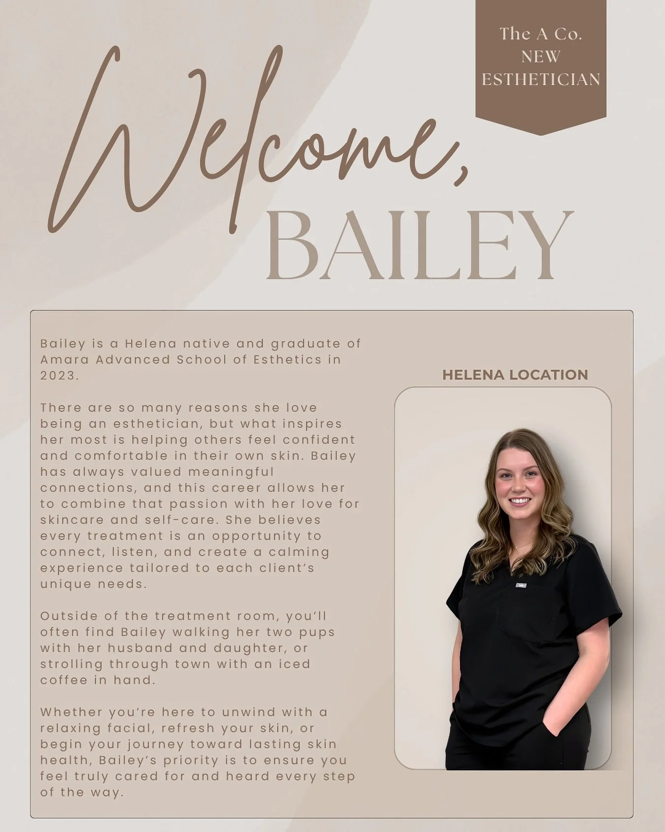 We&rsquo;re so happy to welcome our newest Helena esthetician, @baileyygrove to the team! 🎉

Her books are officially open - you can schedule online or call us to book! Don&rsquo;t forget our luxury facials are 10% off this month AND Alle rewards ha