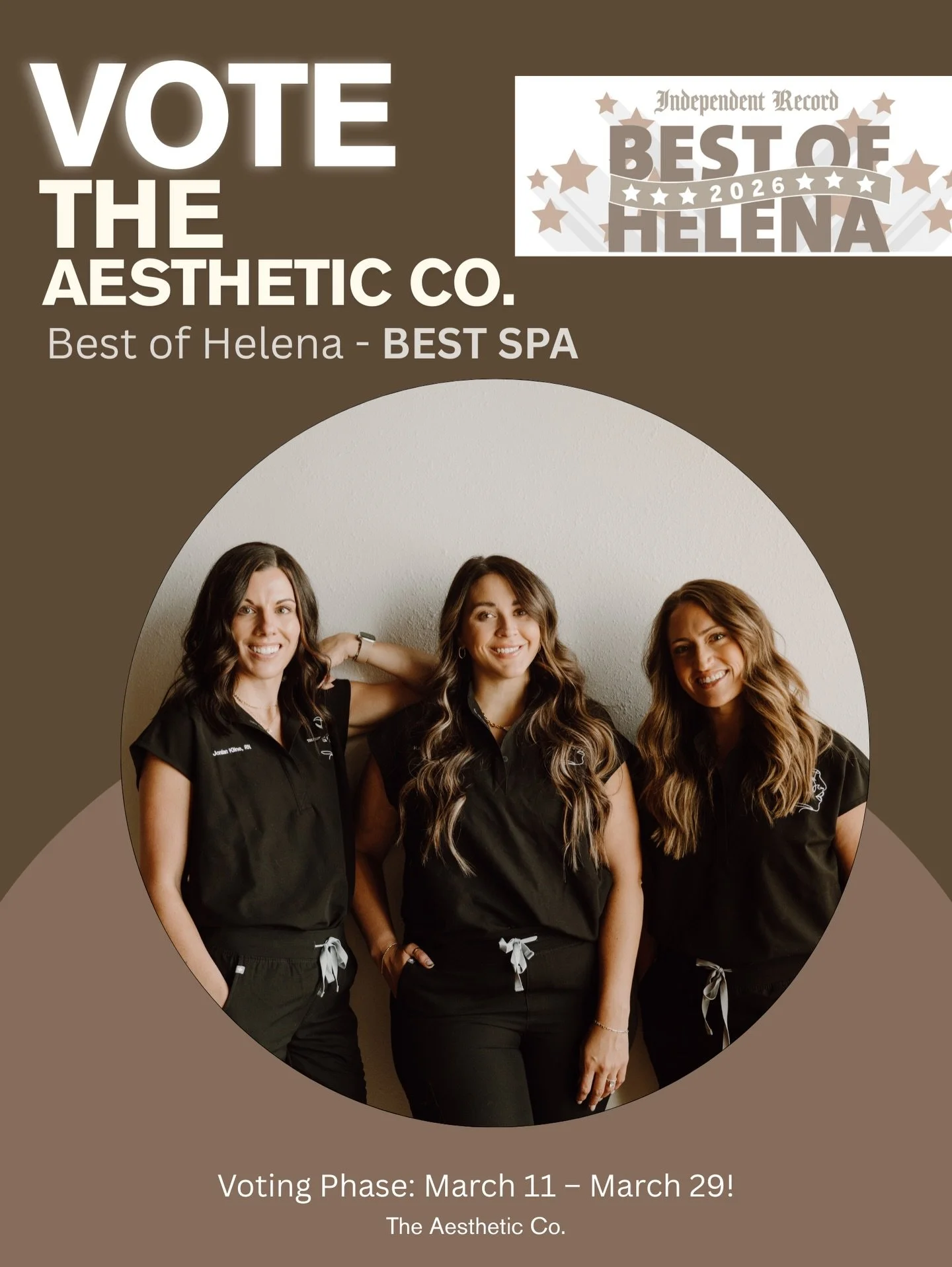 We have advanced to the top 5 in 4 categories for the BEST OF HELENA! 🎉

TEXT TO VOTE for us for BEST SKINCARE! (see last slide) 

We appreciate your support more than you know! 💕