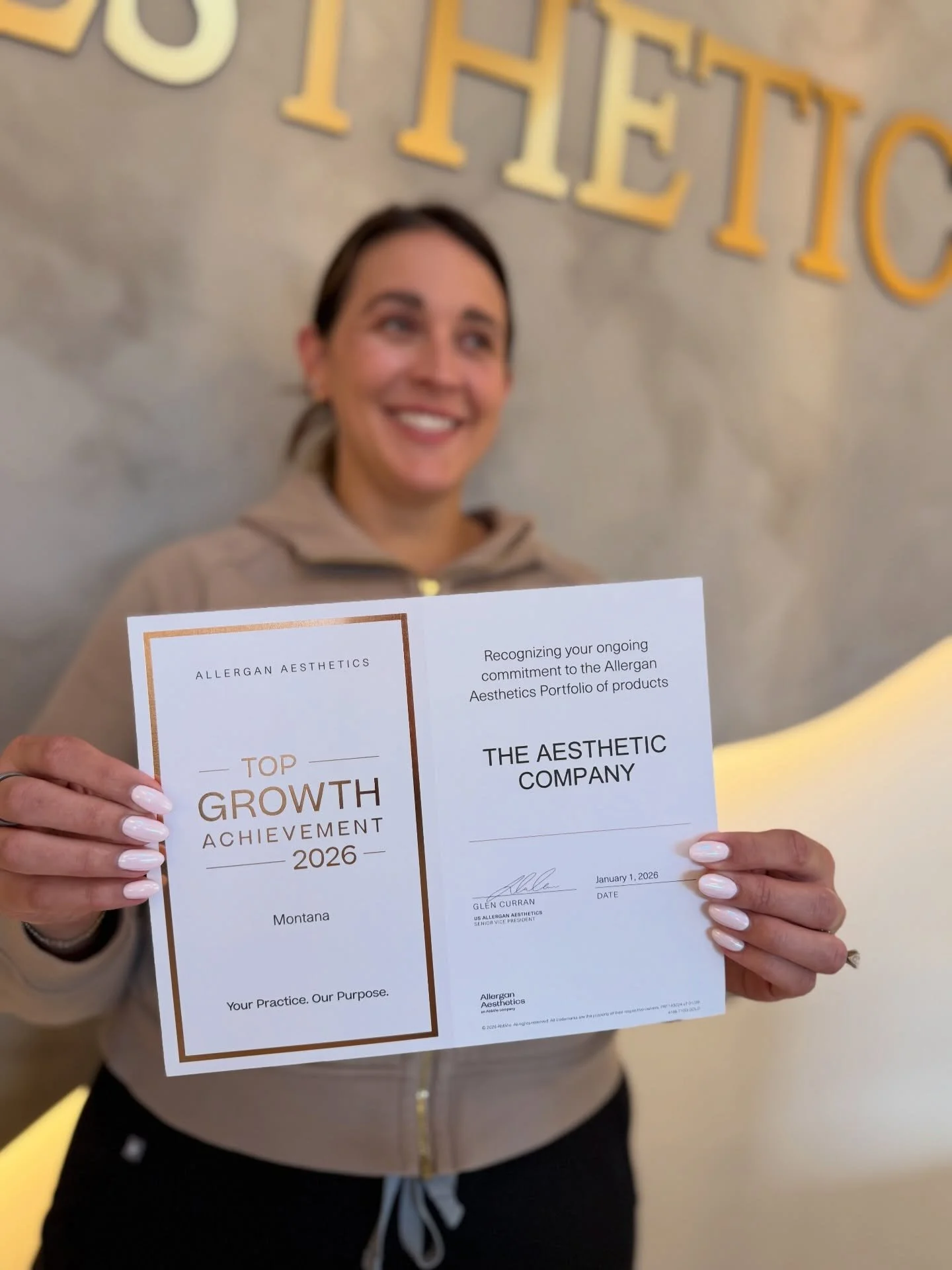 Honored and grateful to be recognized with the Top Growth Achievement 2026 award from Allergan Aesthetics in Montana. 🏆

This milestone reflects the dedication of our incredible team and the trust our patients place in us every day. We are proud to 