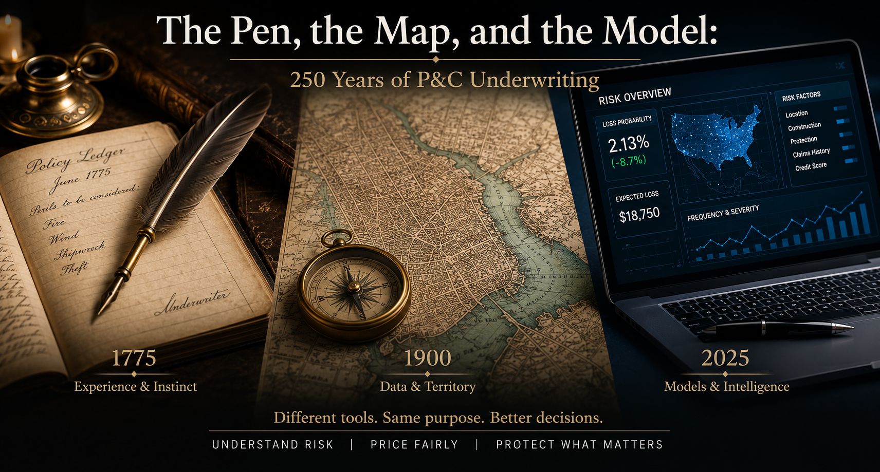 The Pen, the Map, and the Model: 250 Years of P&amp;C Underwriting