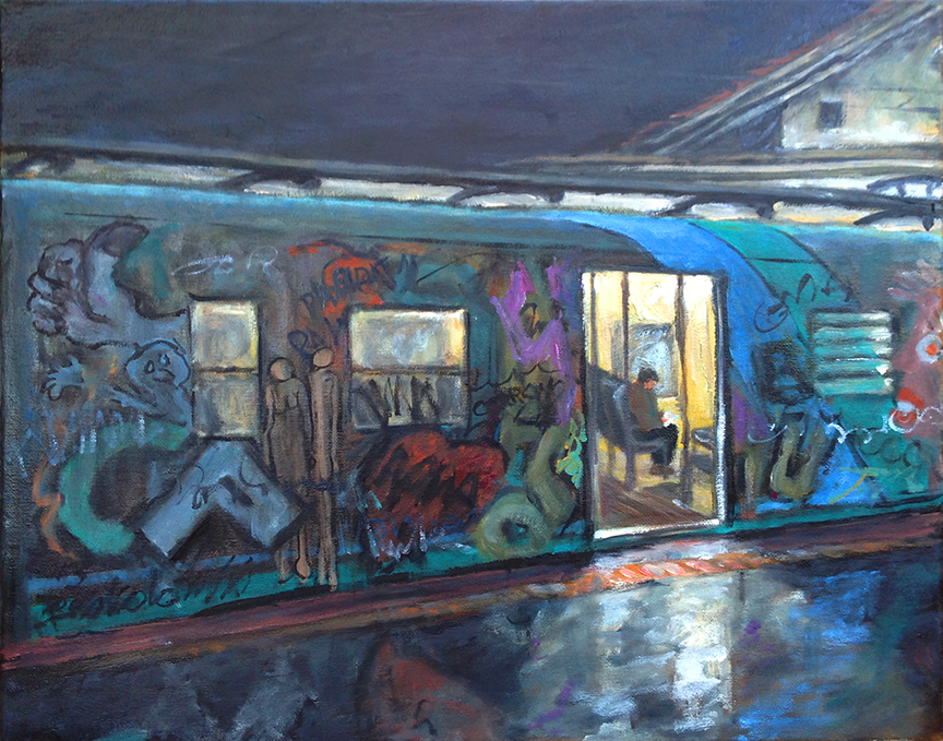 The Passenger; Rome Train. Oil on Canvas, 16" x 20"